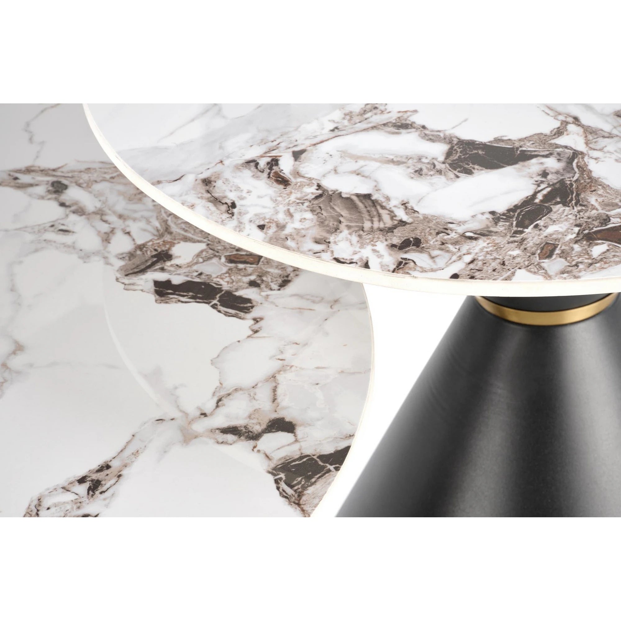 Masuta cafea GORETTI, alb cu efect de marmura/negru/auriu, otel, 80x80x42 cm