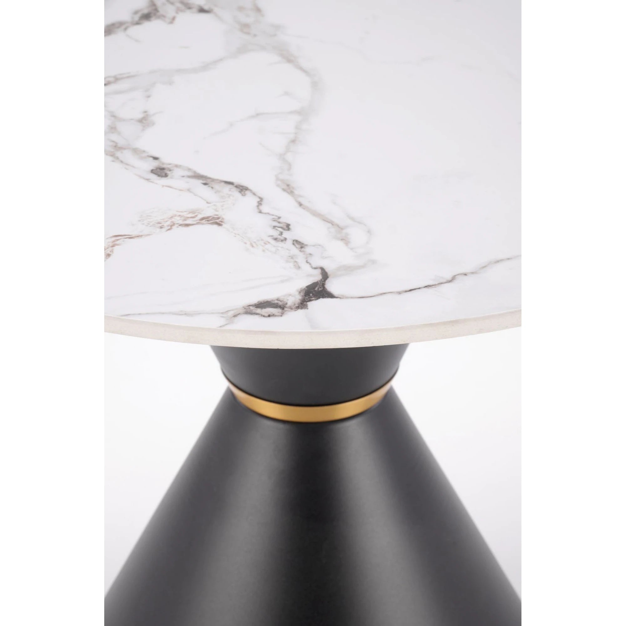 Masuta cafea blat marmura GORETTI S, alb cu efect de marmura/negru/auriu, otel, 60x60x51 cm