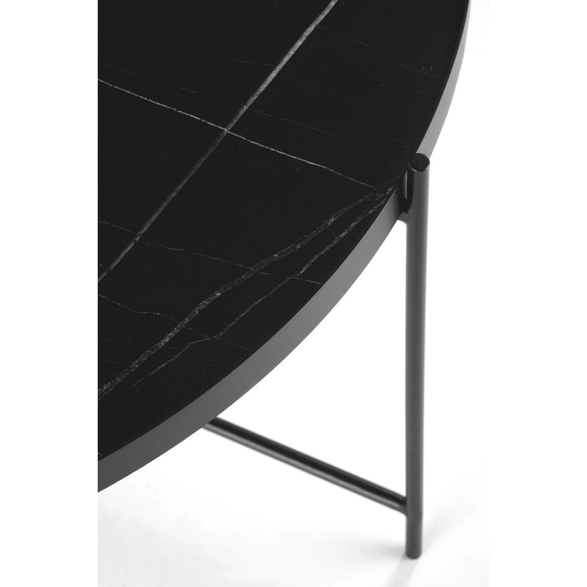 Set 2 masute cafea JULIETA, negru cu efect de marmura/negru