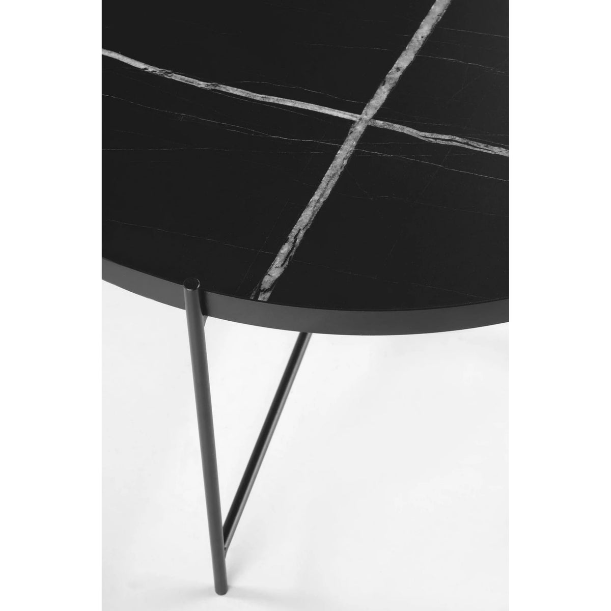 Set 2 masute cafea JULIETA, negru cu efect de marmura/negru