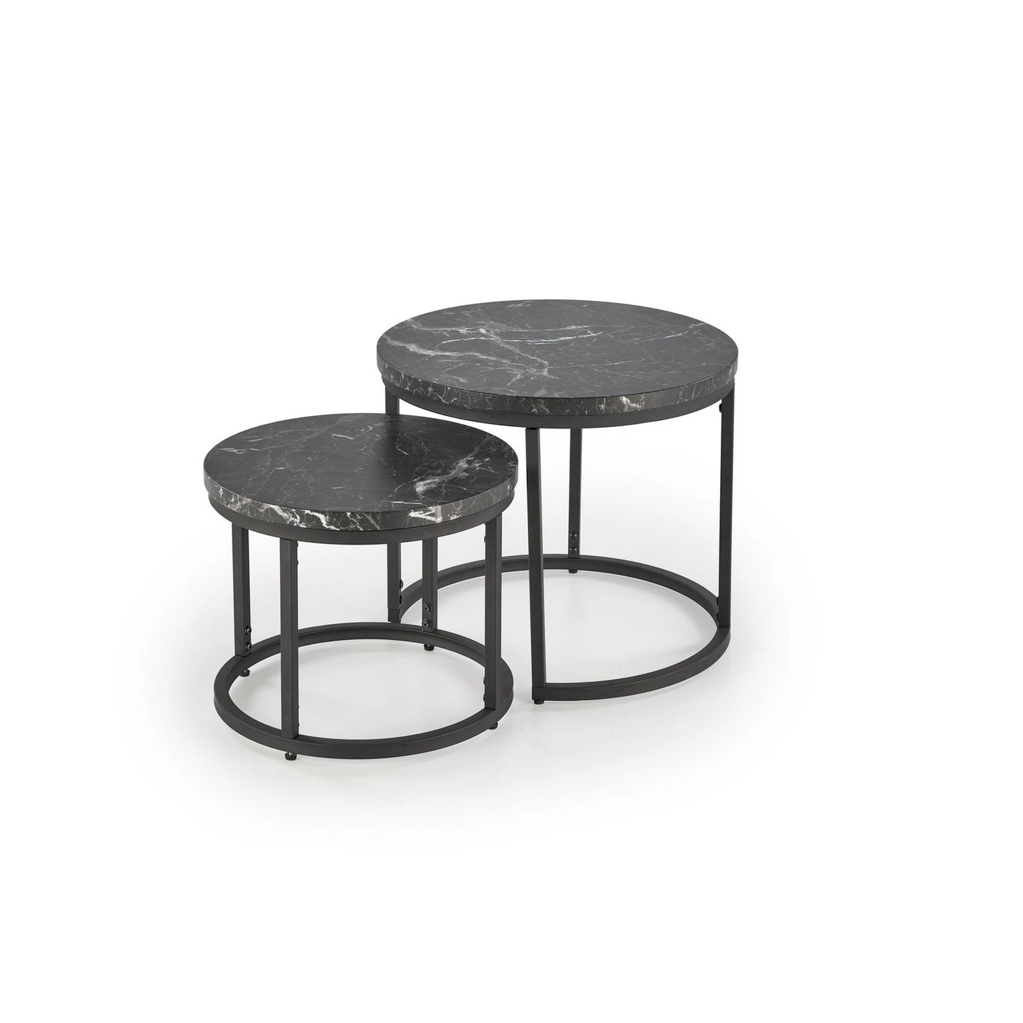 Set 2 masute cafea OREO, negru cu efect de marmura