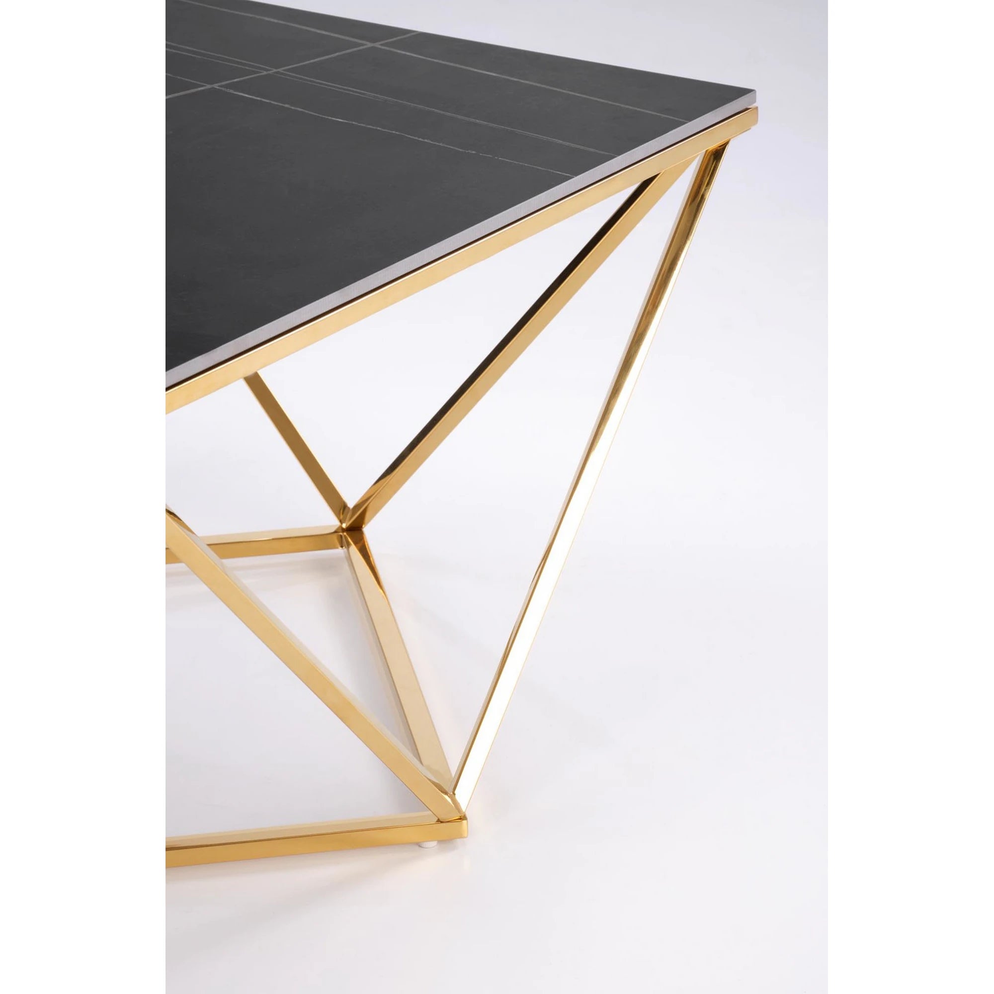 Masuta cafea FELICIA, negru/auriu, ceramica/metal, 80x80x46 cm
