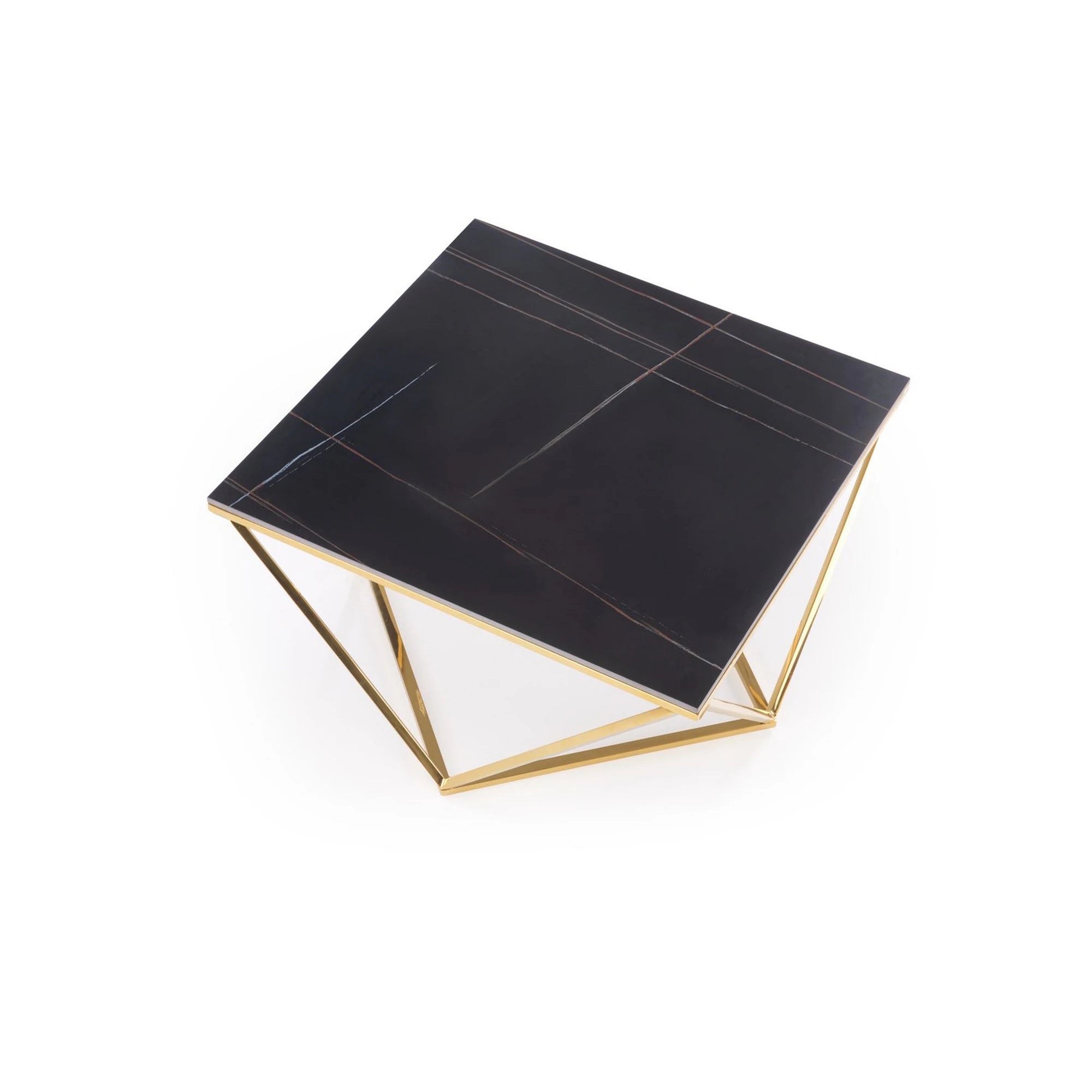 Masuta cafea FELICIA, negru/auriu, ceramica/metal, 80x80x46 cm