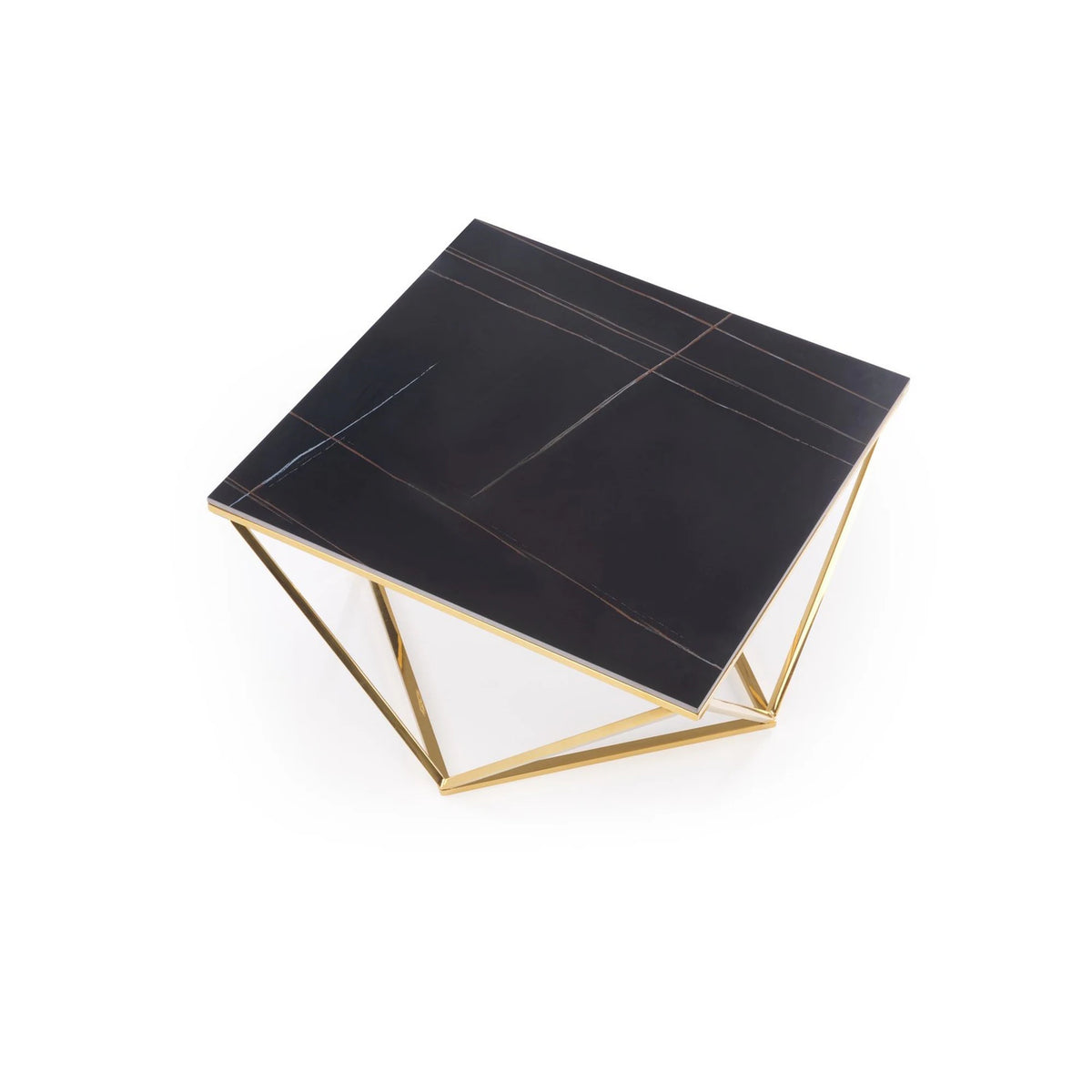 Masuta cafea FELICIA, negru/auriu, ceramica/metal, 80x80x46 cm