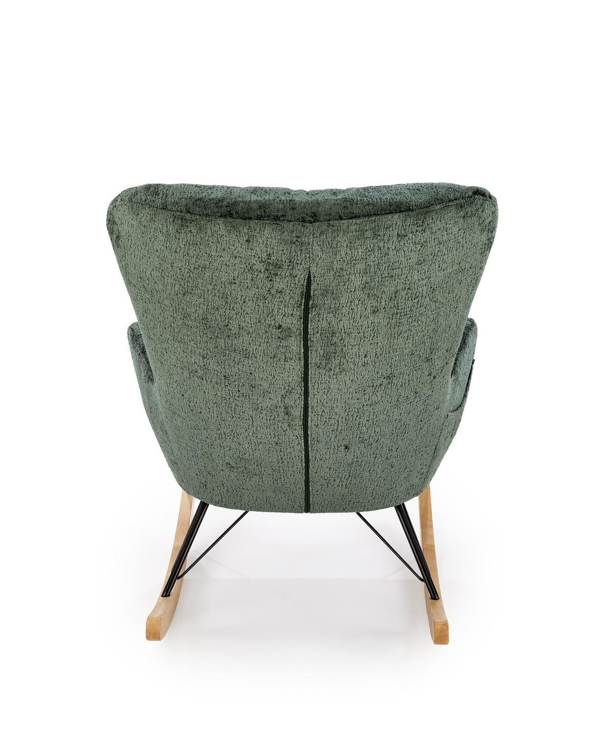 Fotoliu balansoar CASTRO, verde/negru/stejar, stofa catifelata/metal/lemn, 77x106x92 cm