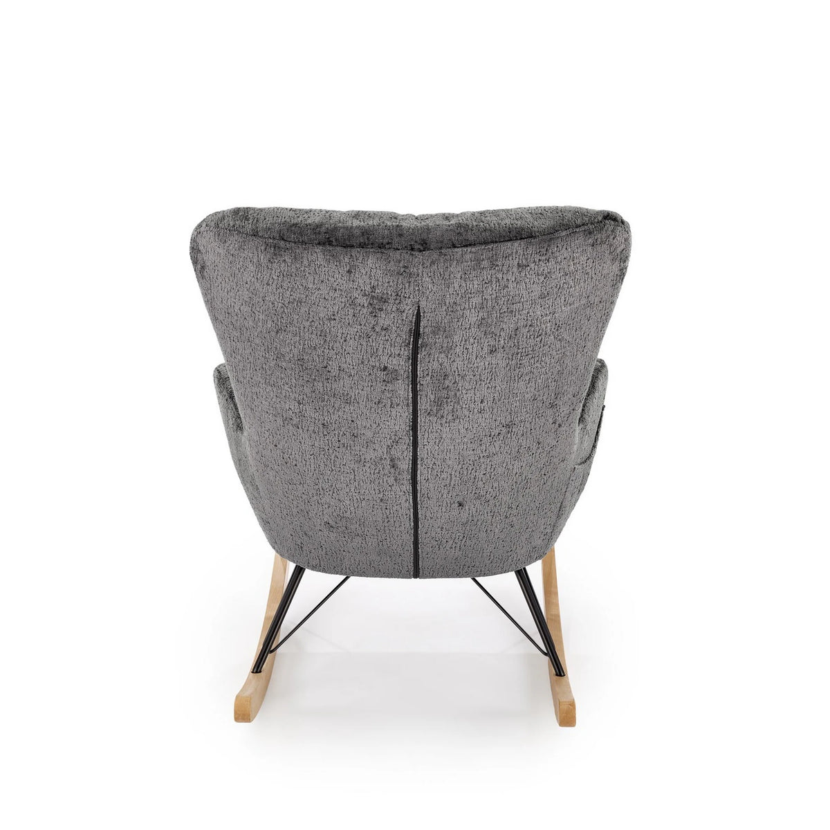 Fotoliu balansoar CASTRO, gri/negru/stejar, stofa catifelata/metal/lemn, 77x106x92 cm