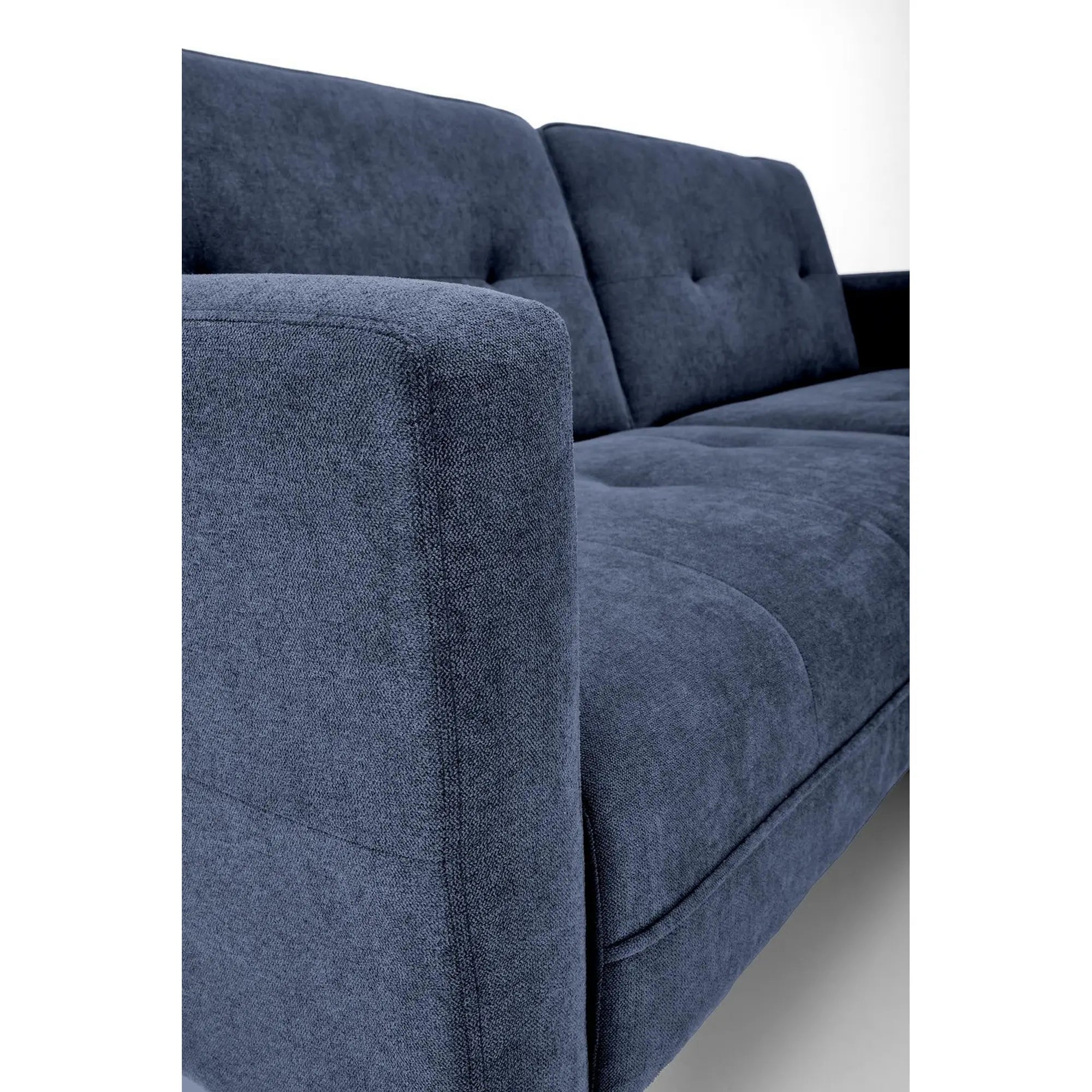 Canapea extensibila CORNELIUS, albastru/negru, stofa clasica/lemn, 200x153/167x80 cm