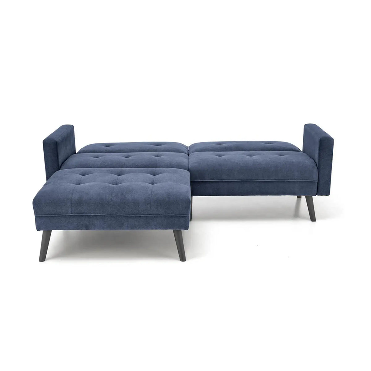 Canapea extensibila CORNELIUS, albastru/negru, stofa clasica/lemn, 200x153/167x80 cm