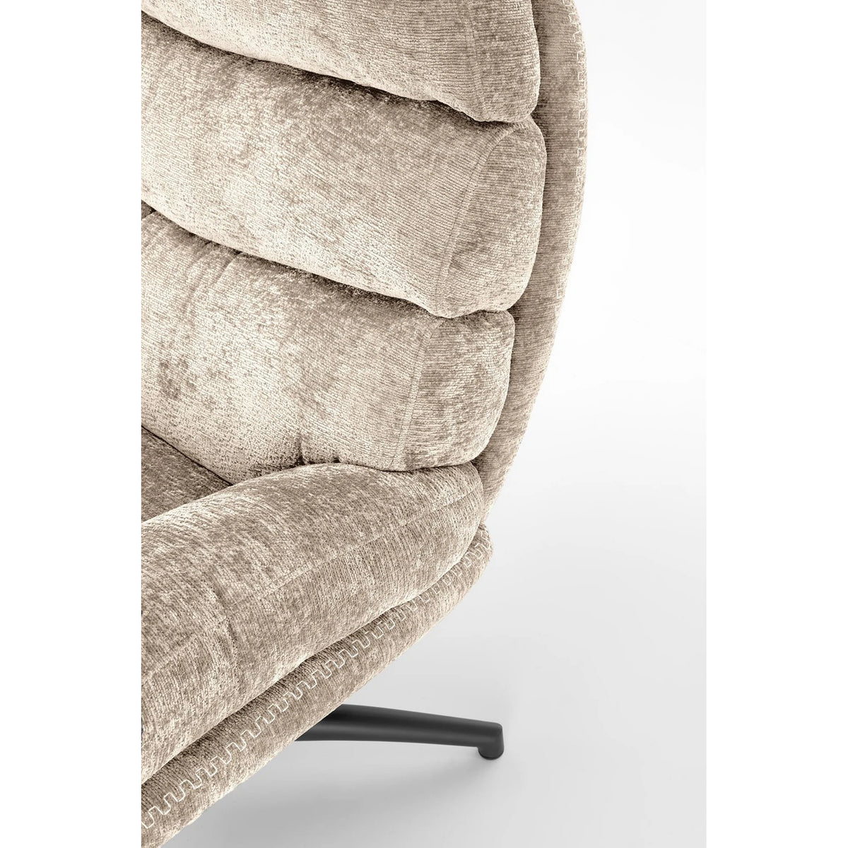 Fotoliu cu taburet DARIO, bej/negru, stofa catifelata/metal