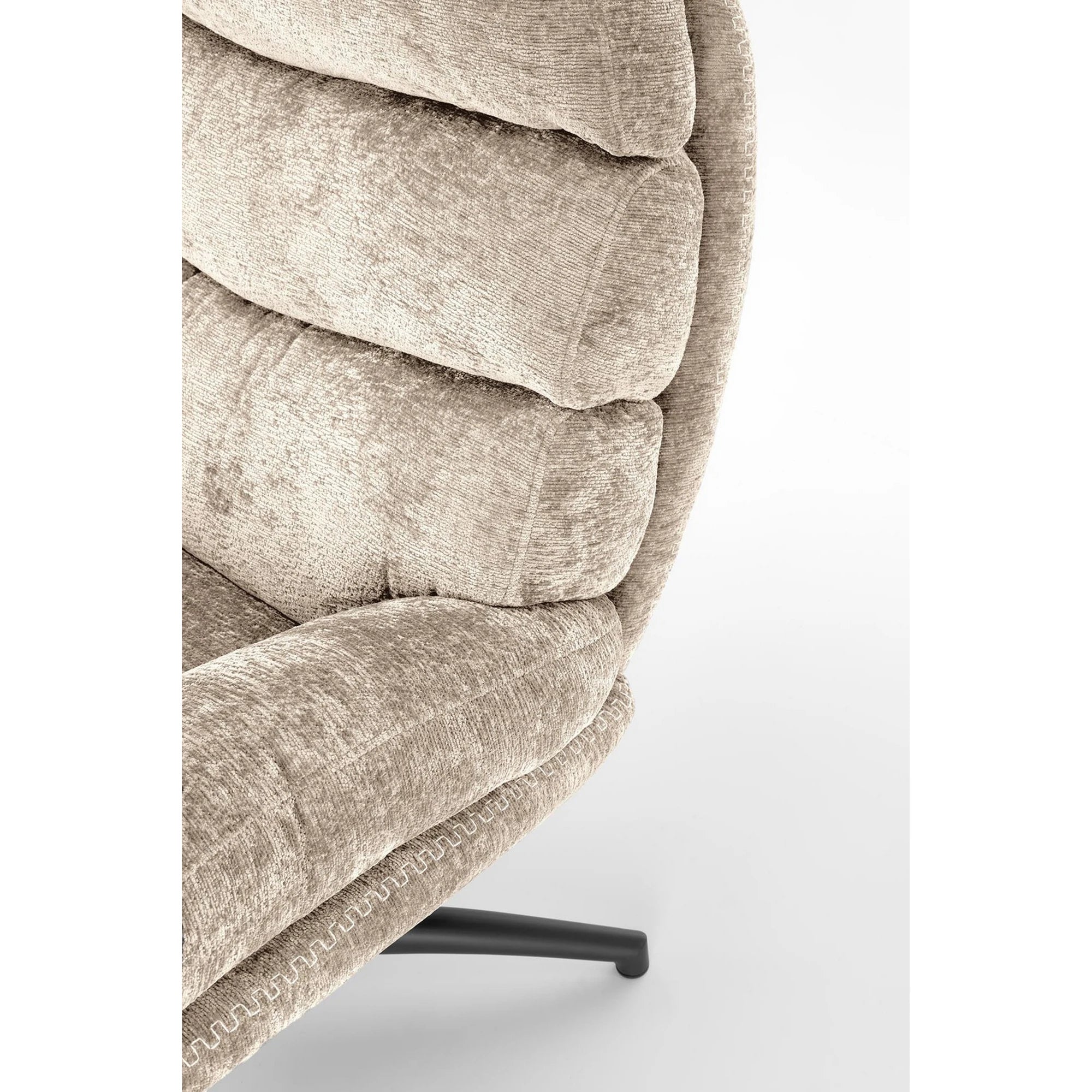 Fotoliu cu taburet DARIO, bej/negru, stofa catifelata/metal