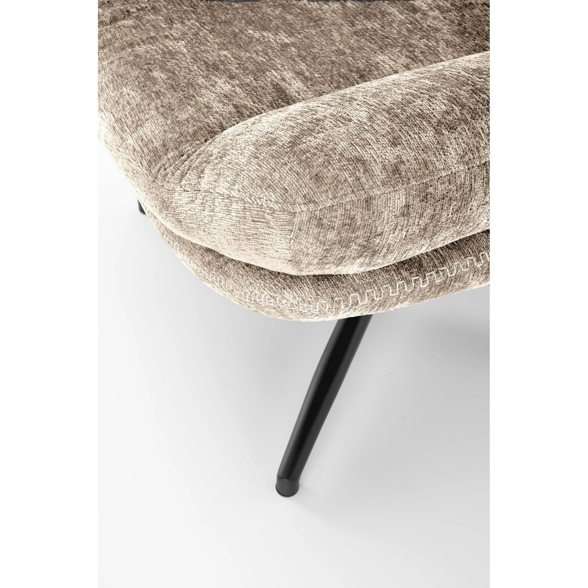 Fotoliu cu taburet DARIO, bej/negru, stofa catifelata/metal