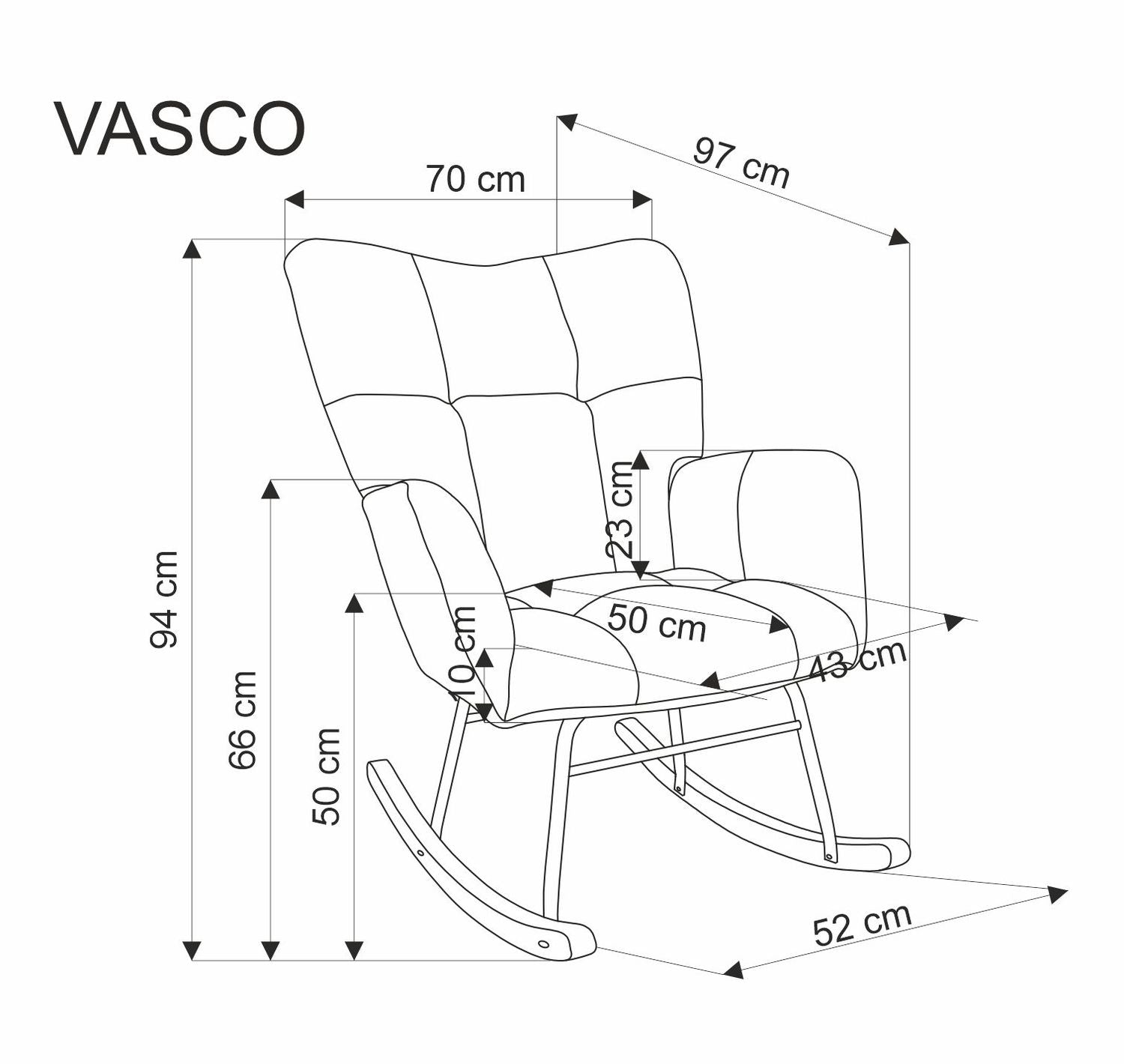 Fotoliu balansoar VASCO, stofa clasica gri - Nea 15, 70x97x94 cm