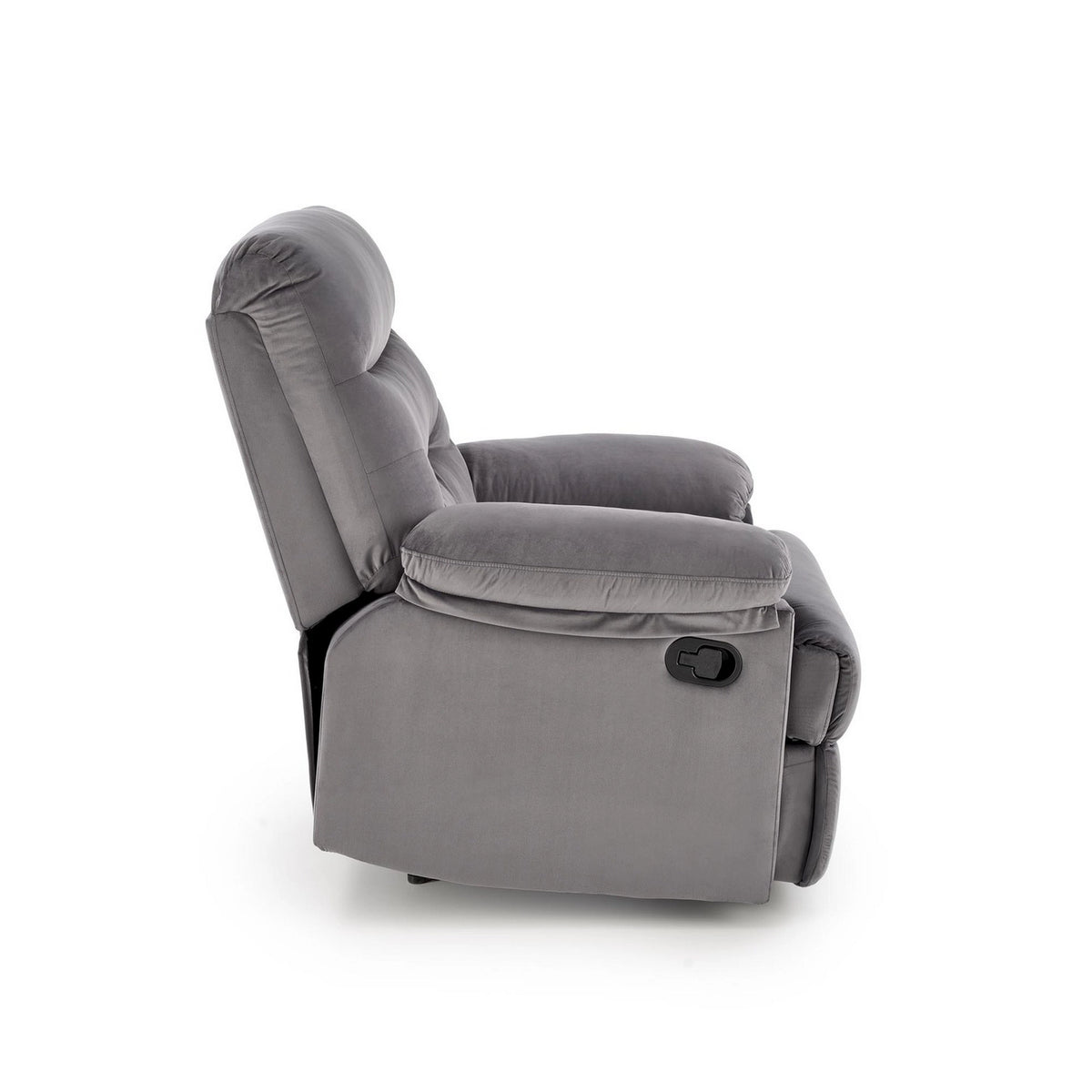 Fotoliu cu recliner DRAGER, gri/negru, stofa catifelata/metal, 88x90/160x105 cm