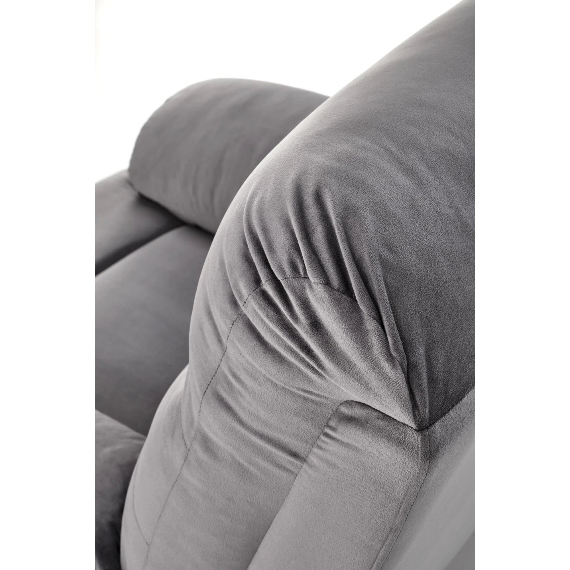 Fotoliu cu recliner DRAGER, gri/negru, stofa catifelata/metal, 88x90/160x105 cm