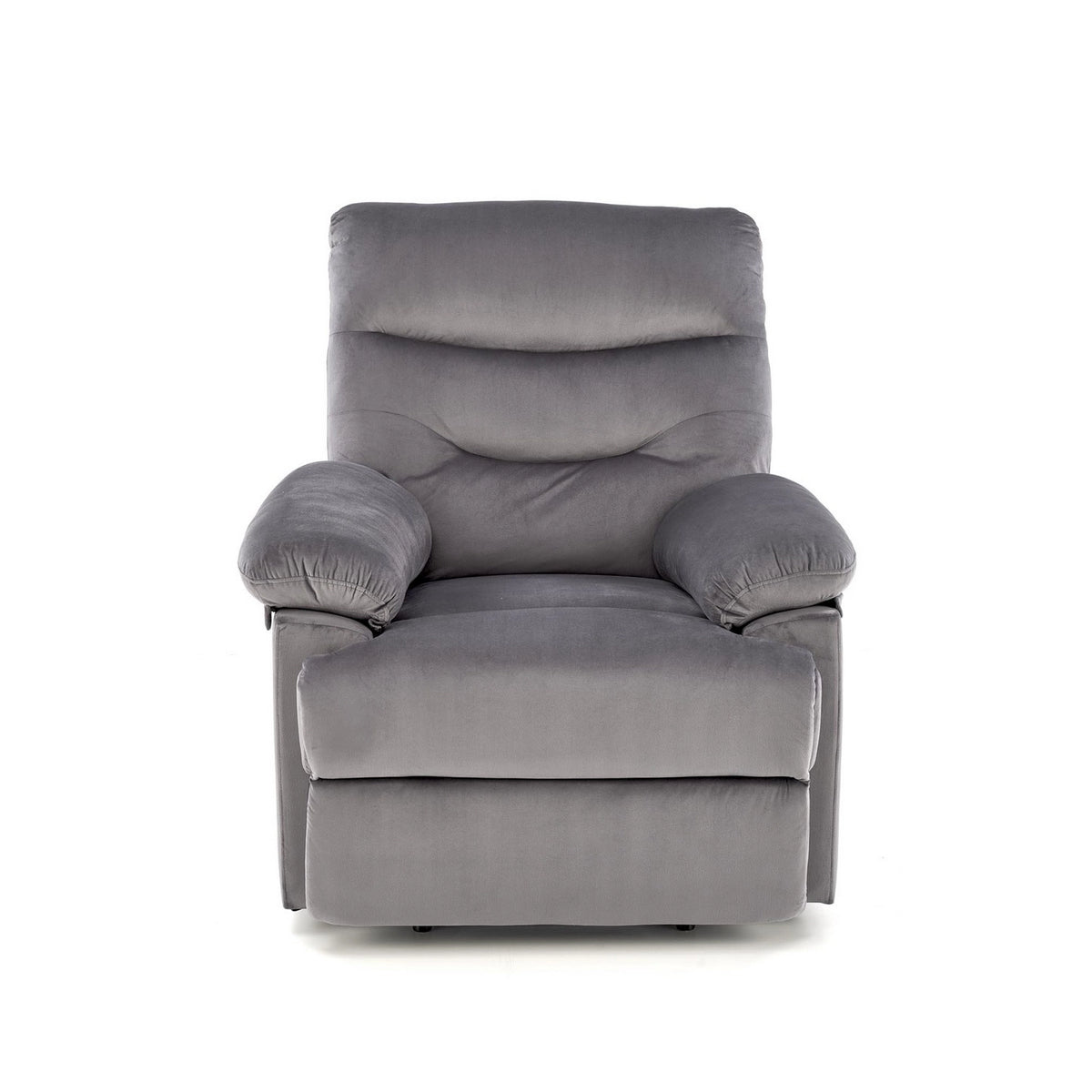 Fotoliu cu recliner DRAGER, gri/negru, stofa catifelata/metal, 88x90/160x105 cm