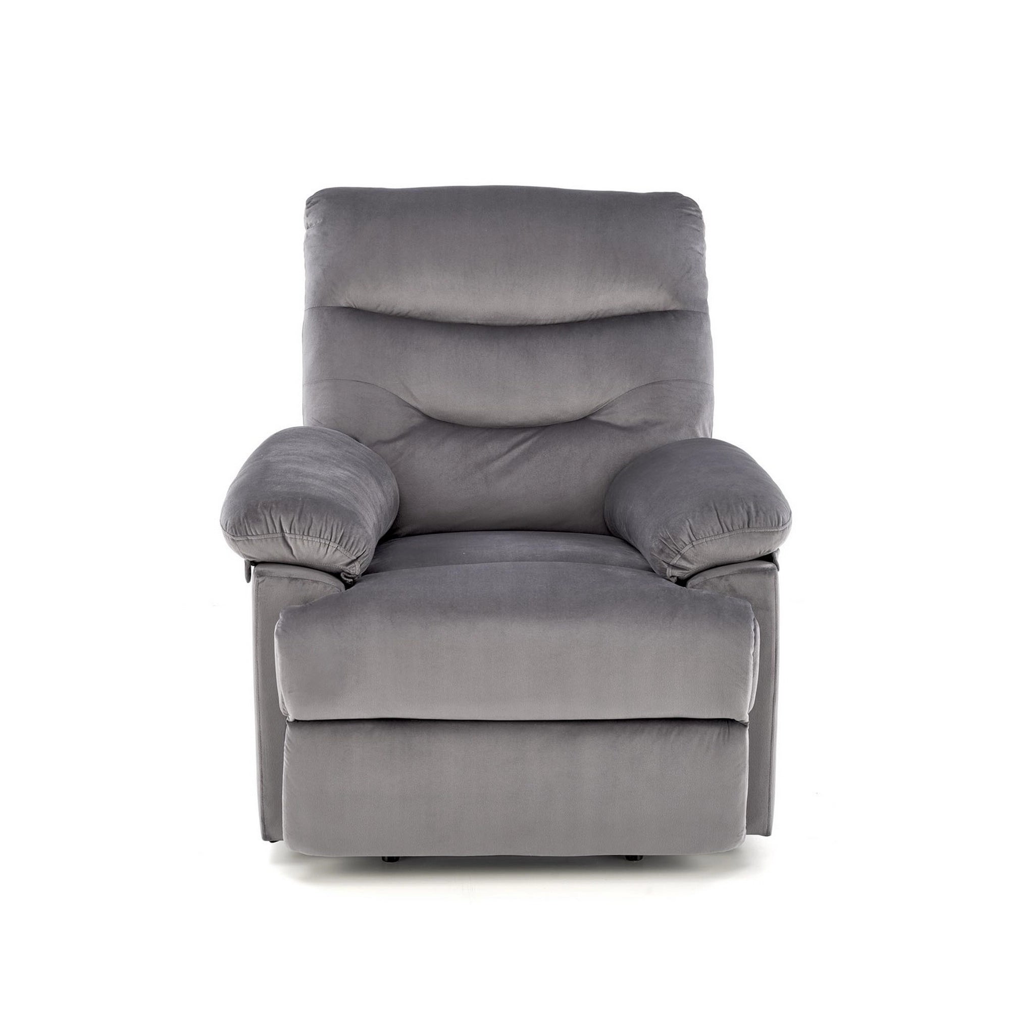 Fotoliu cu recliner DRAGER, gri/negru, stofa catifelata/metal, 88x90/160x105 cm