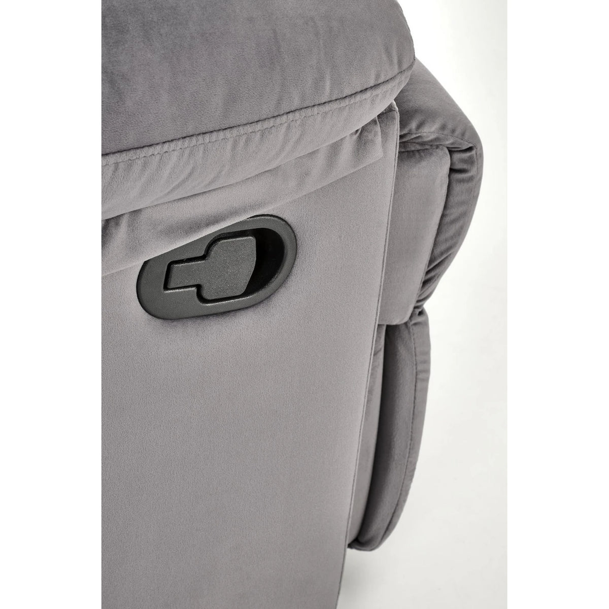 Fotoliu cu recliner DRAGER, gri/negru, stofa catifelata/metal, 88x90/160x105 cm