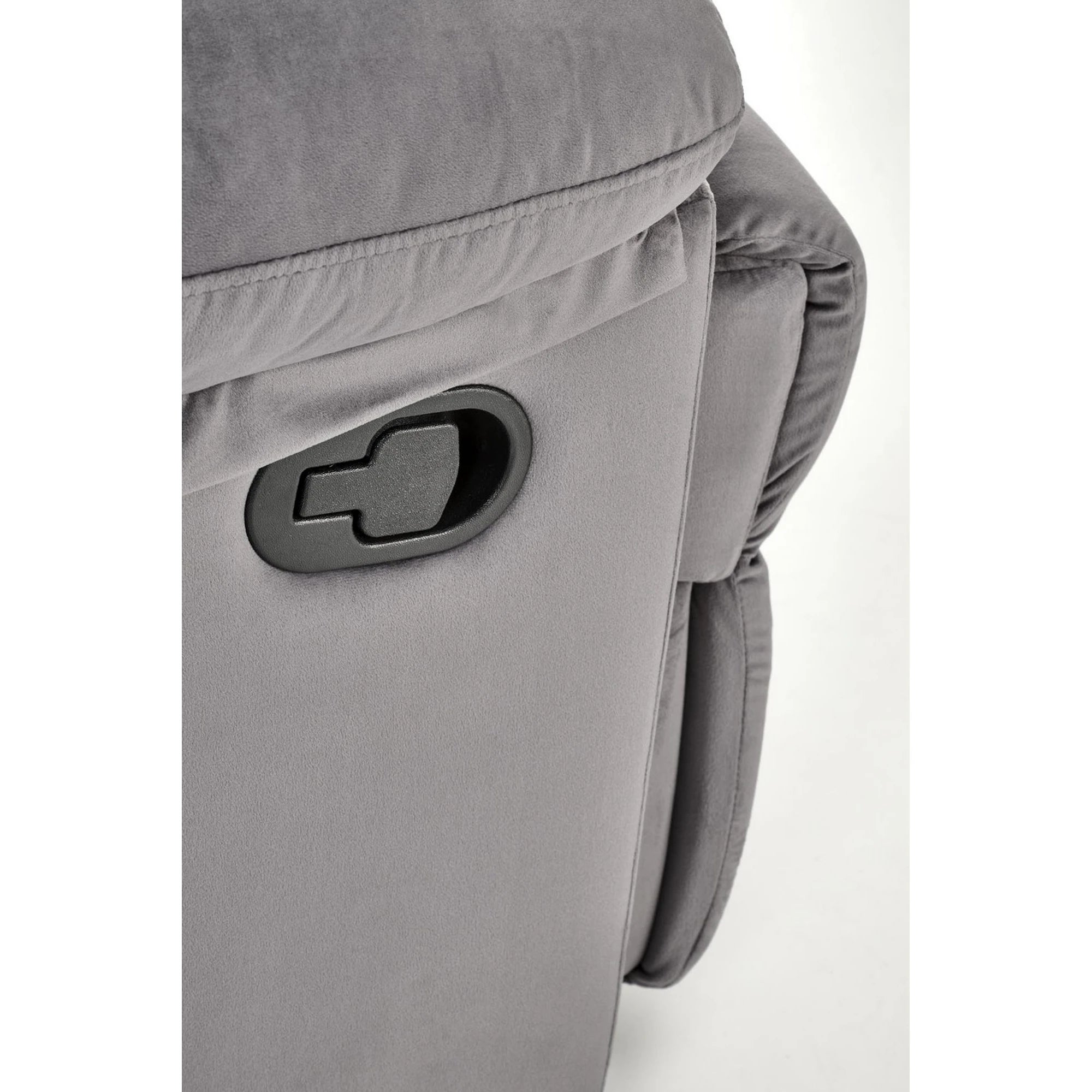Fotoliu cu recliner DRAGER, gri/negru, stofa catifelata/metal, 88x90/160x105 cm