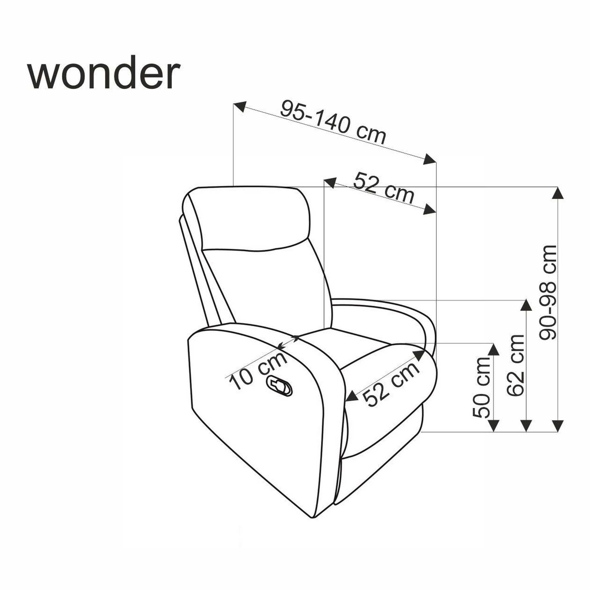 Fotoliu rabatabil WONDER, stofa catifelata scortisoara - Bluvel 4215, 75x95/140x90/98 cm