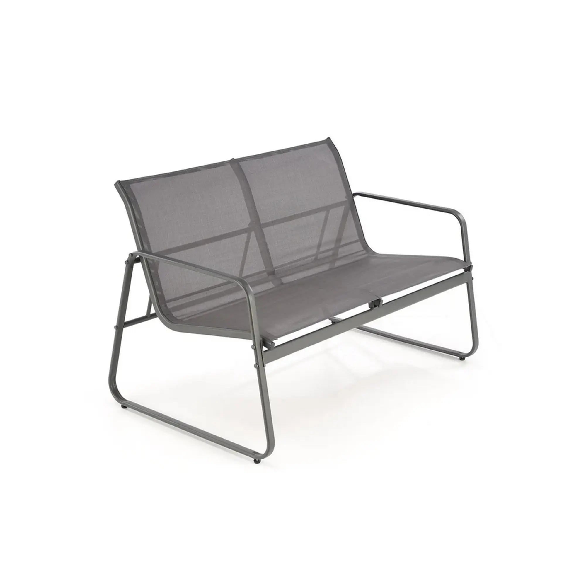 Set gradina CONOR, gri, plasa/sticla/metal, cu masuta, 2 scaune si canapea