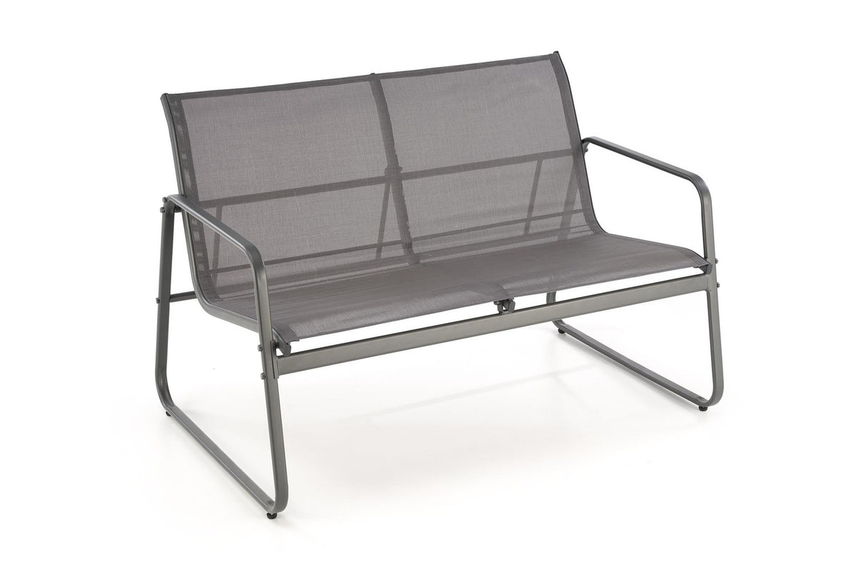 Set gradina CONOR, gri, plasa/sticla/metal, cu masuta, 2 scaune si canapea