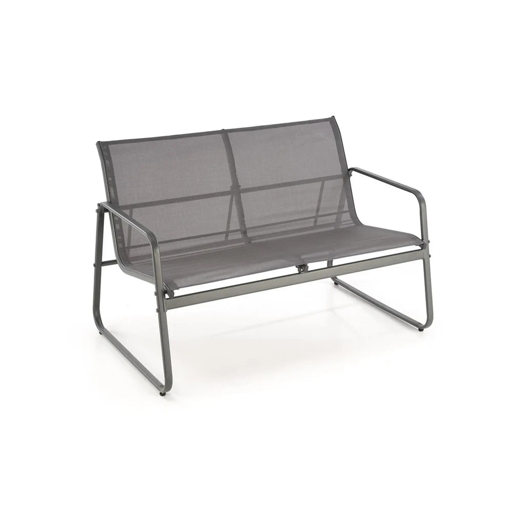 Set gradina CONOR, gri, plasa/sticla/metal, cu masuta, 2 scaune si canapea