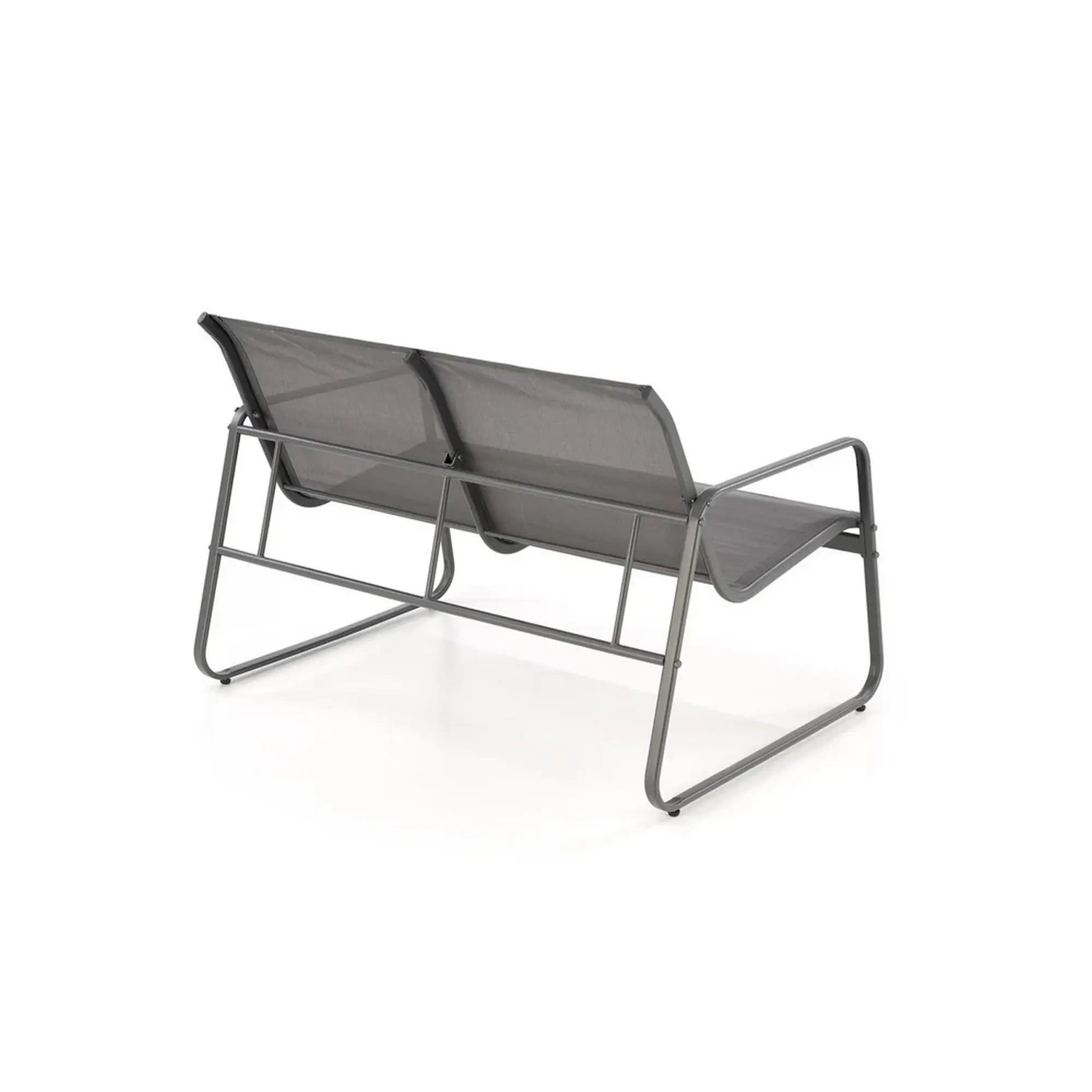 Set gradina CONOR, gri, plasa/sticla/metal, cu masuta, 2 scaune si canapea