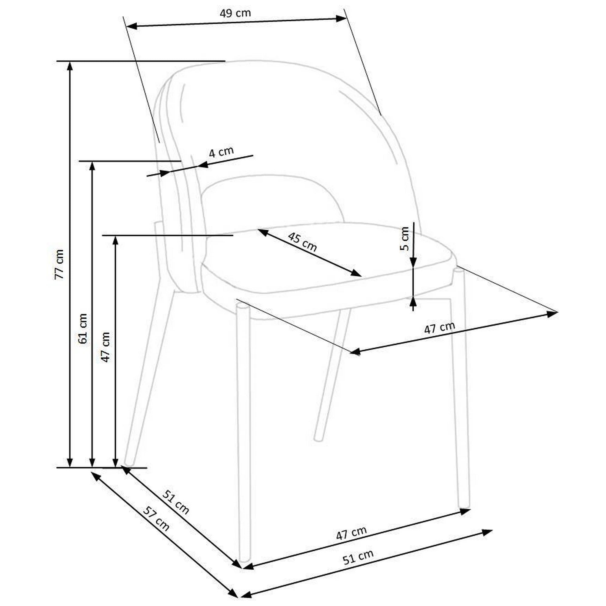 Scaun K373, galben/negru, stofa clasica/metal, 51x57x77 cm