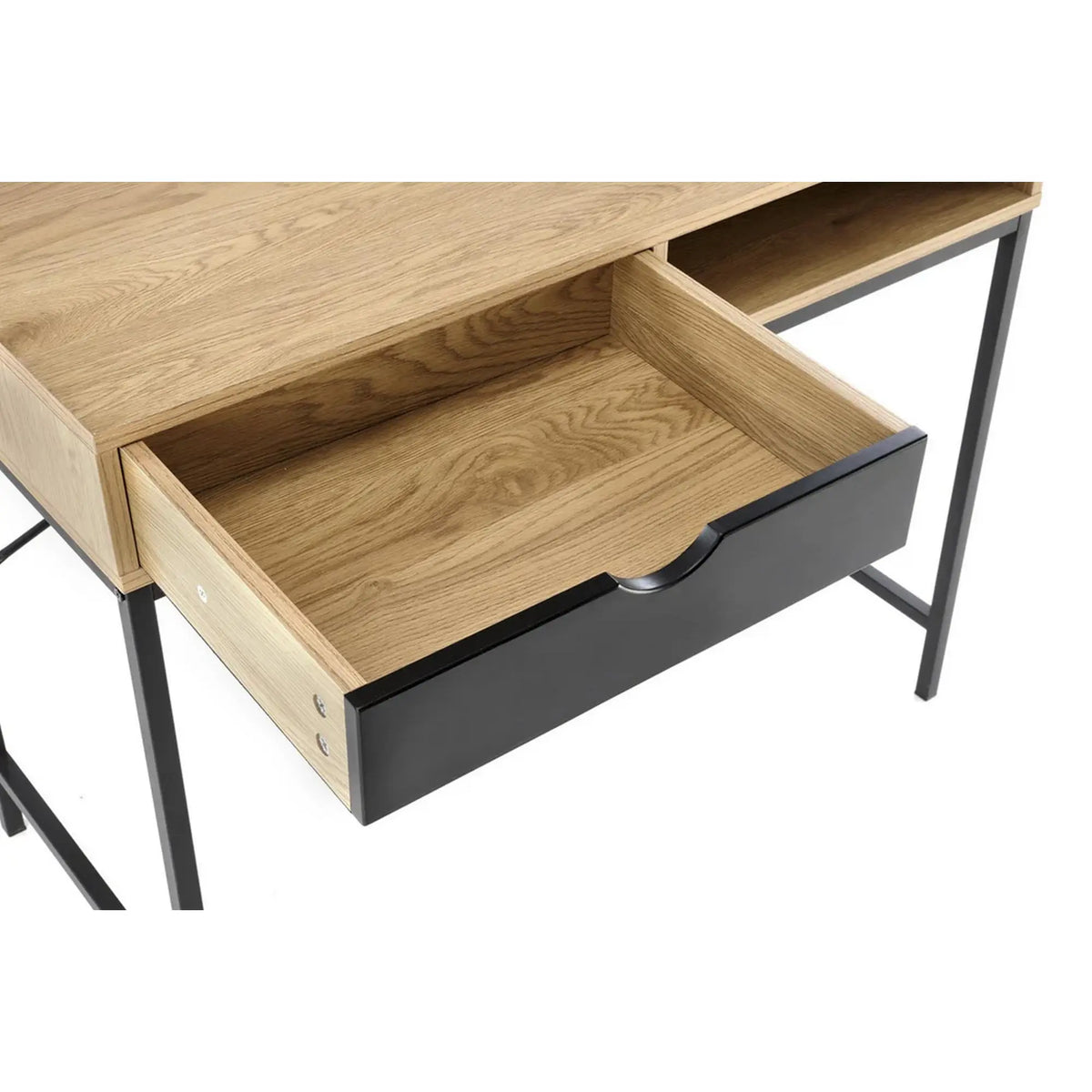 Birou B50, stejar/negru, PAL/metal, 95x48x76 cm