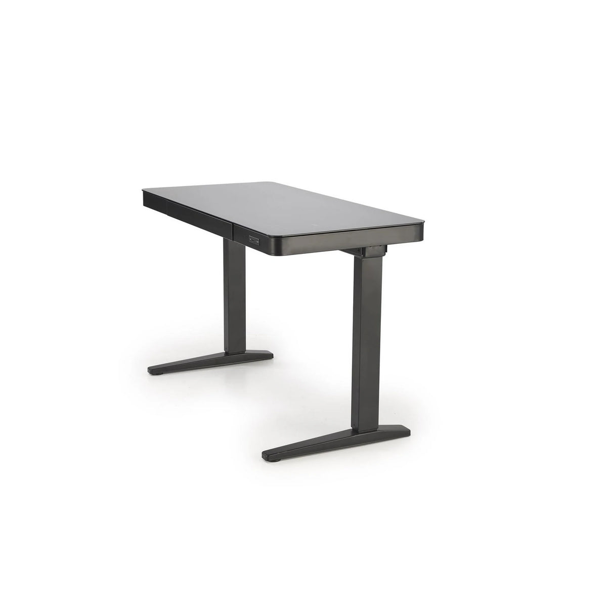 Birou B52, negru, sticla/metal, 120x60x77/120 cm