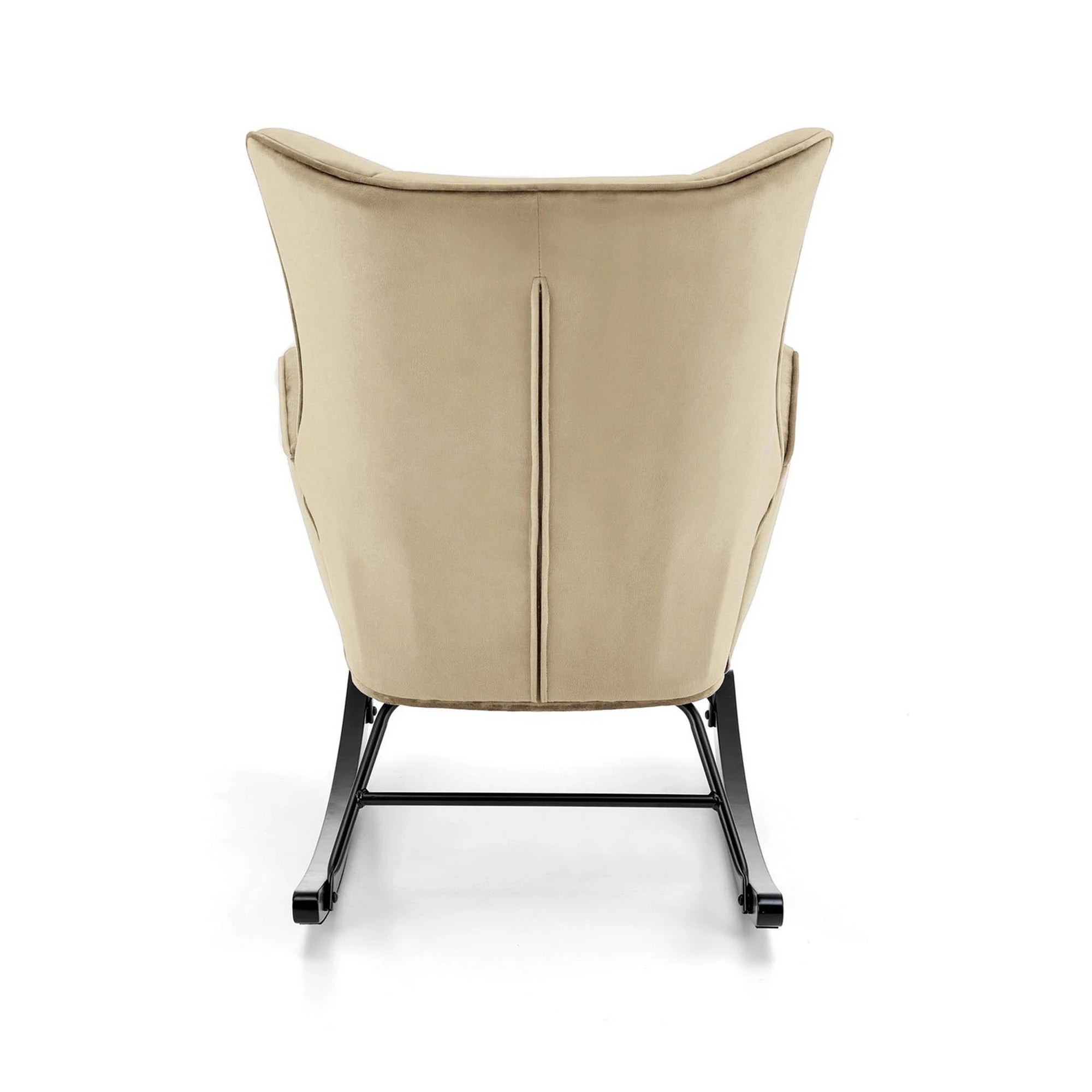 Scaun balansoar tapitat BAZALTO, bej/negru, stofa catifelata, 70x90x92 cm