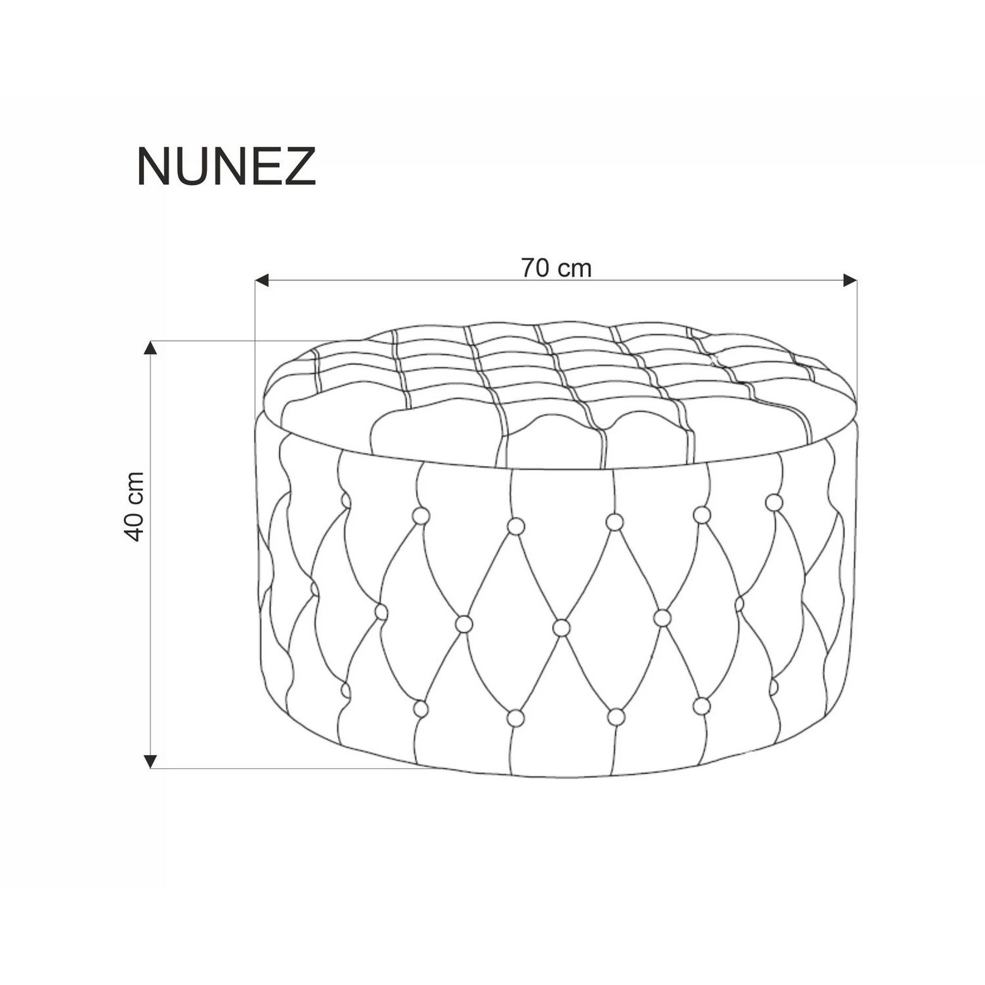 Taburet NUNEZ, stofa catifelata gri, cu spatiu depozitare, 70x70x40 cm