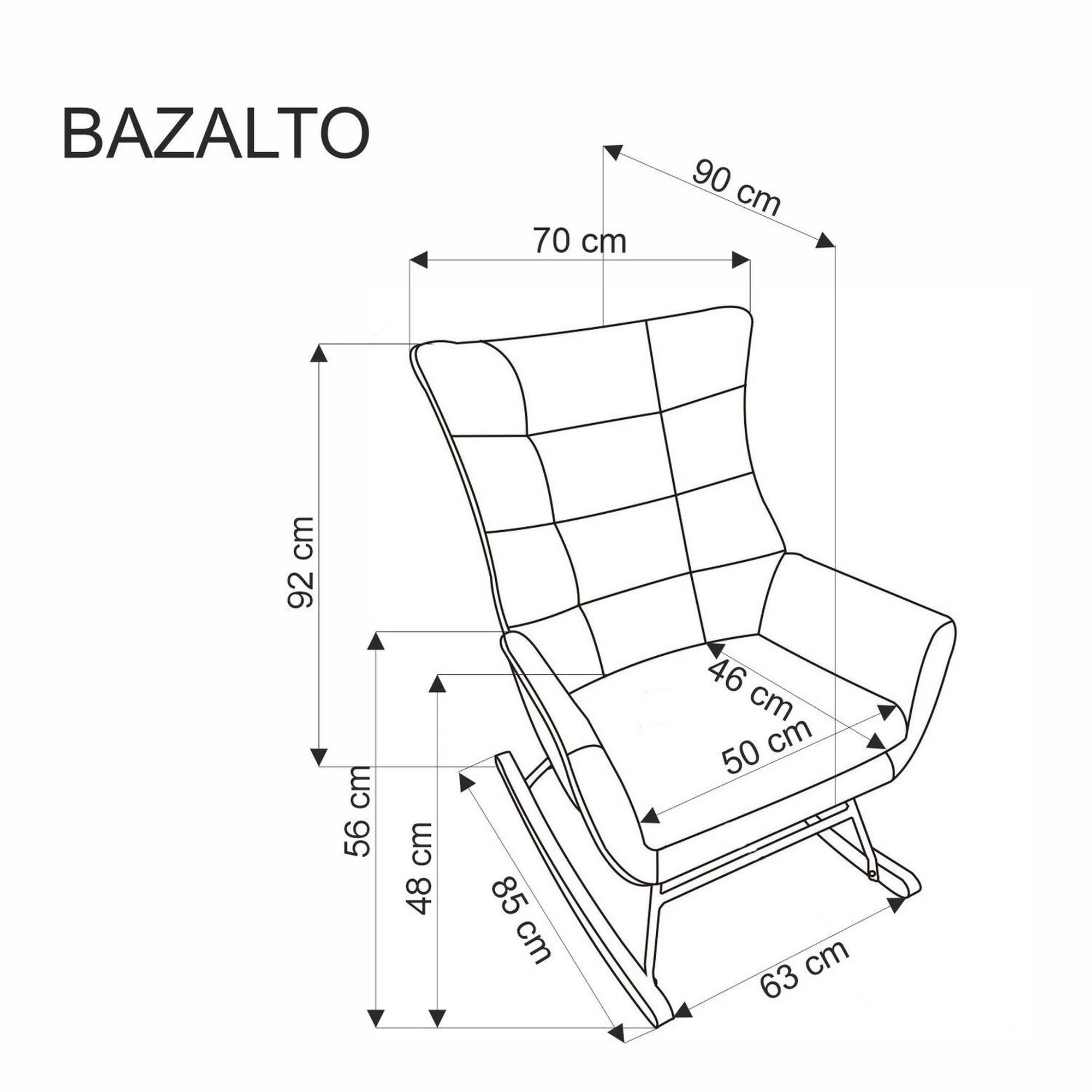 Scaun balansoar tapitat BAZALTO, bej/negru, stofa catifelata, 70x90x92 cm