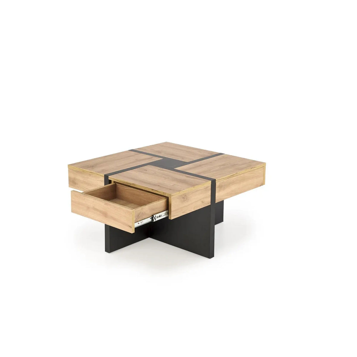 Masuta SEVILLA S, stejar/negru, PAL laminat, 80x80x47 cm