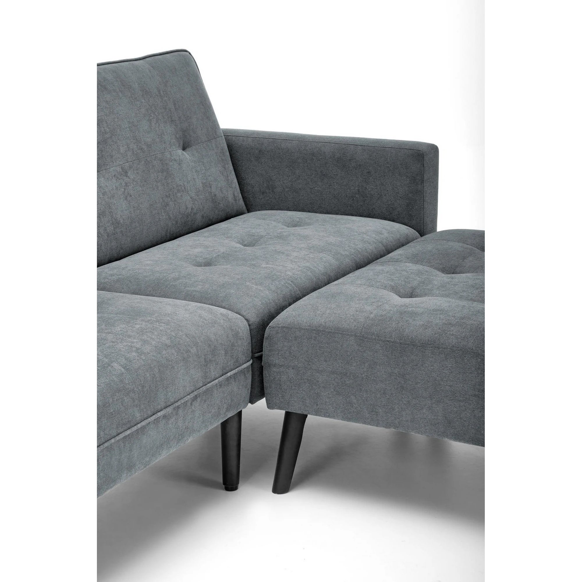 Canapea extensibila CORNELIUS, gri/negru, stofa clasica/lemn, 200x153/167x80 cm