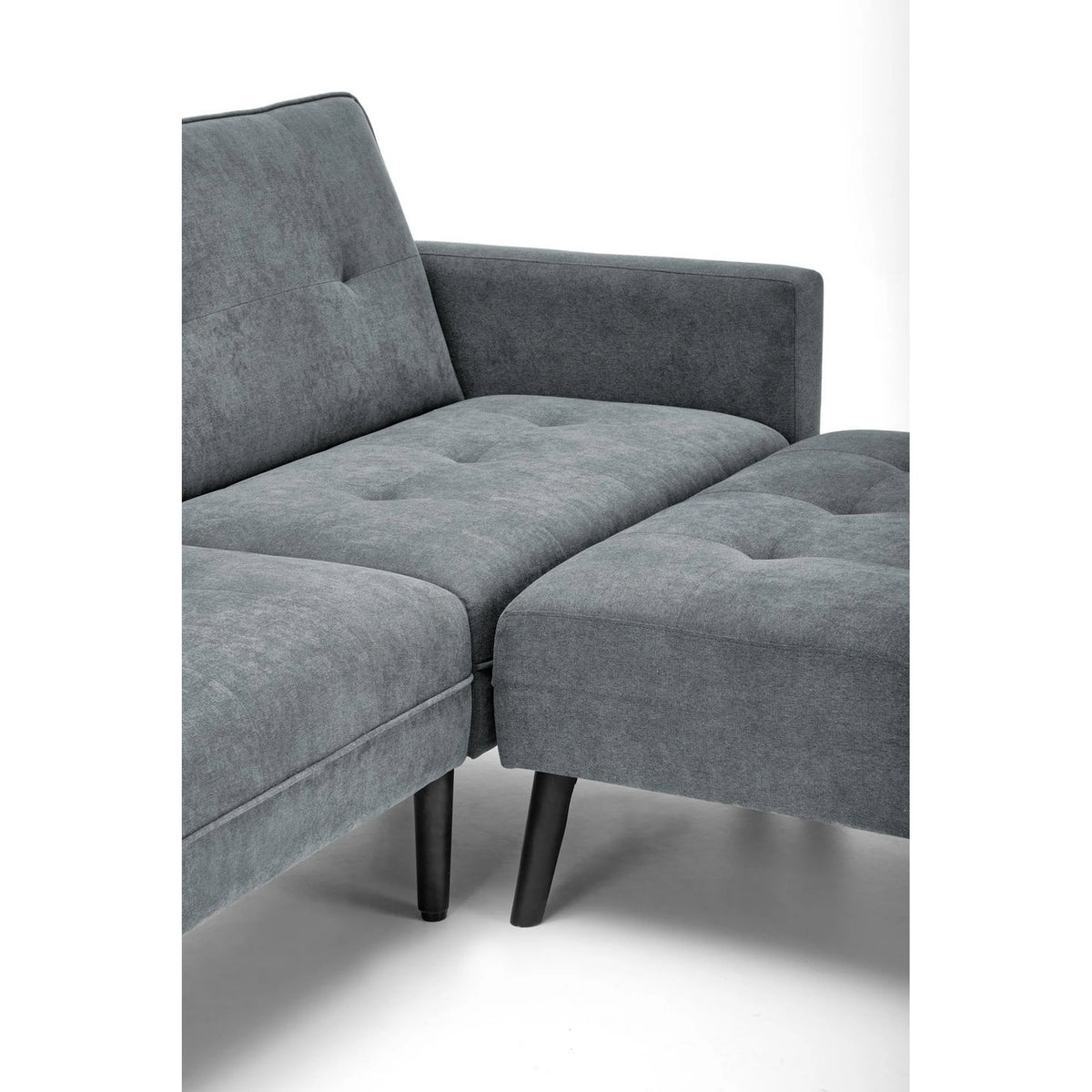 Canapea extensibila CORNELIUS, gri/negru, stofa clasica/lemn, 200x153/167x80 cm