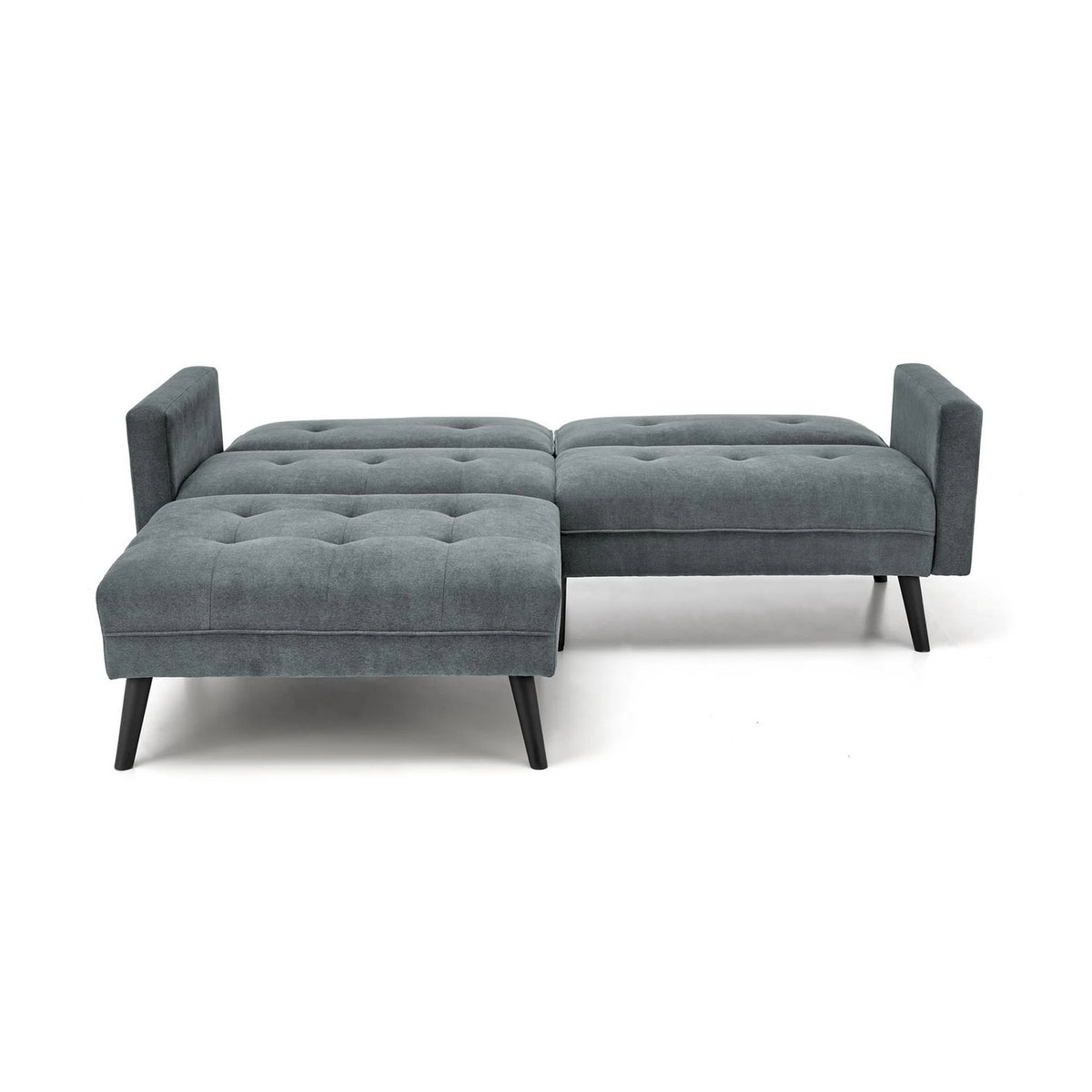 Canapea extensibila CORNELIUS, gri/negru, stofa clasica/lemn, 200x153/167x80 cm