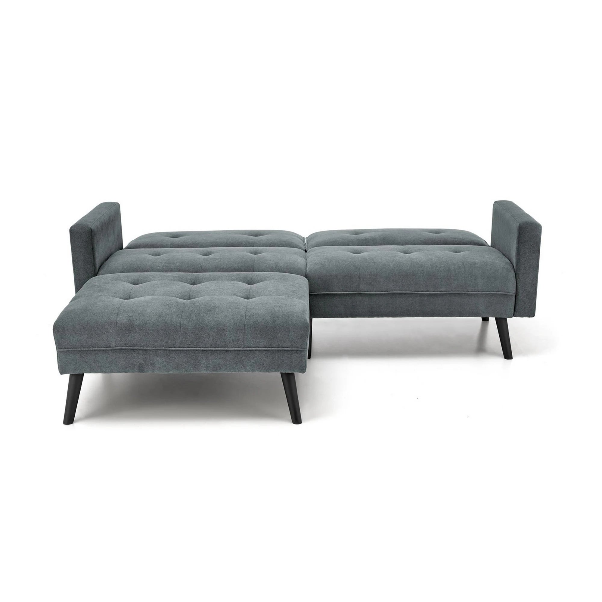 Canapea extensibila CORNELIUS, gri/negru, stofa clasica/lemn, 200x153/167x80 cm