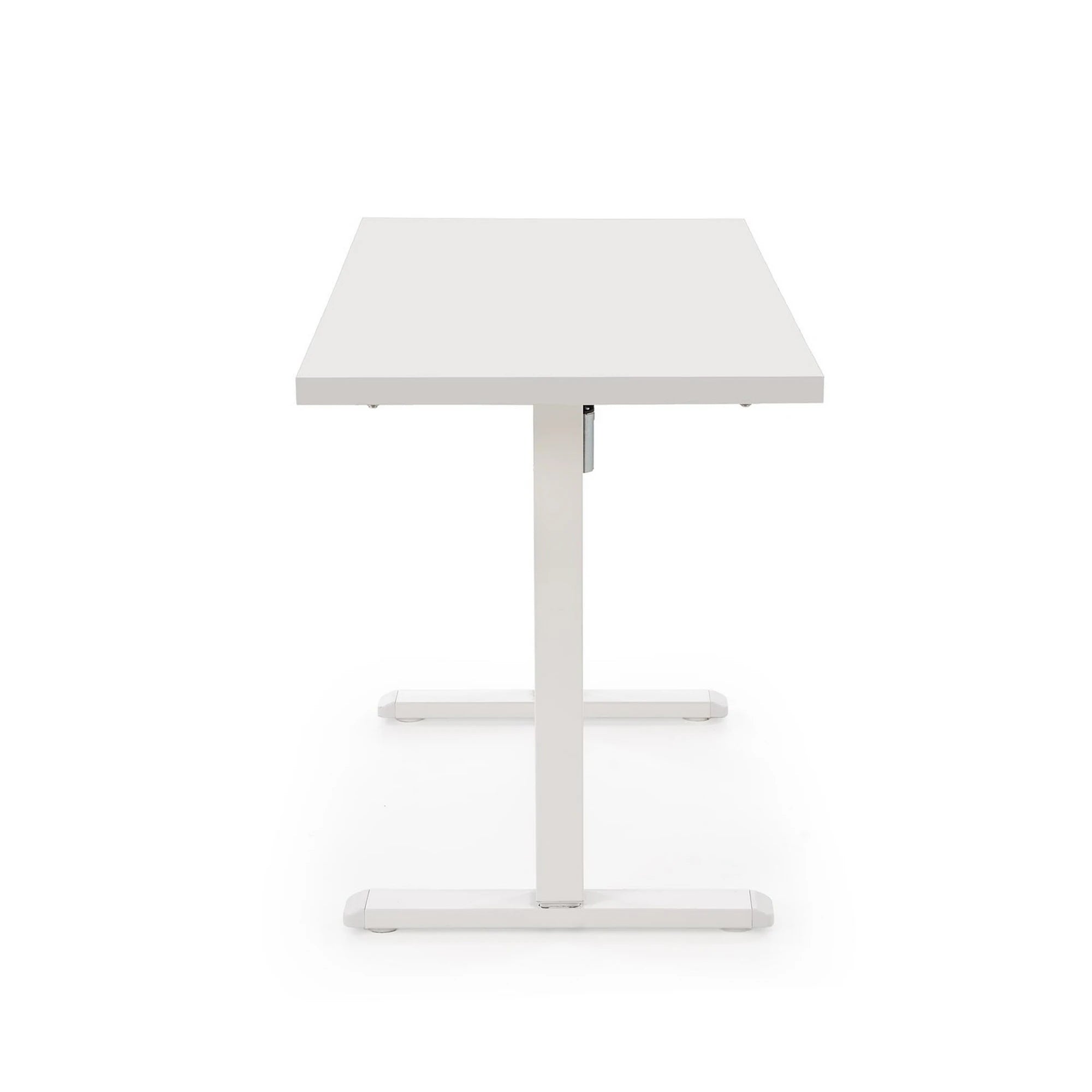 Masa birou B54, alb, PAL laminat/otel, 120x60x75-120 cm