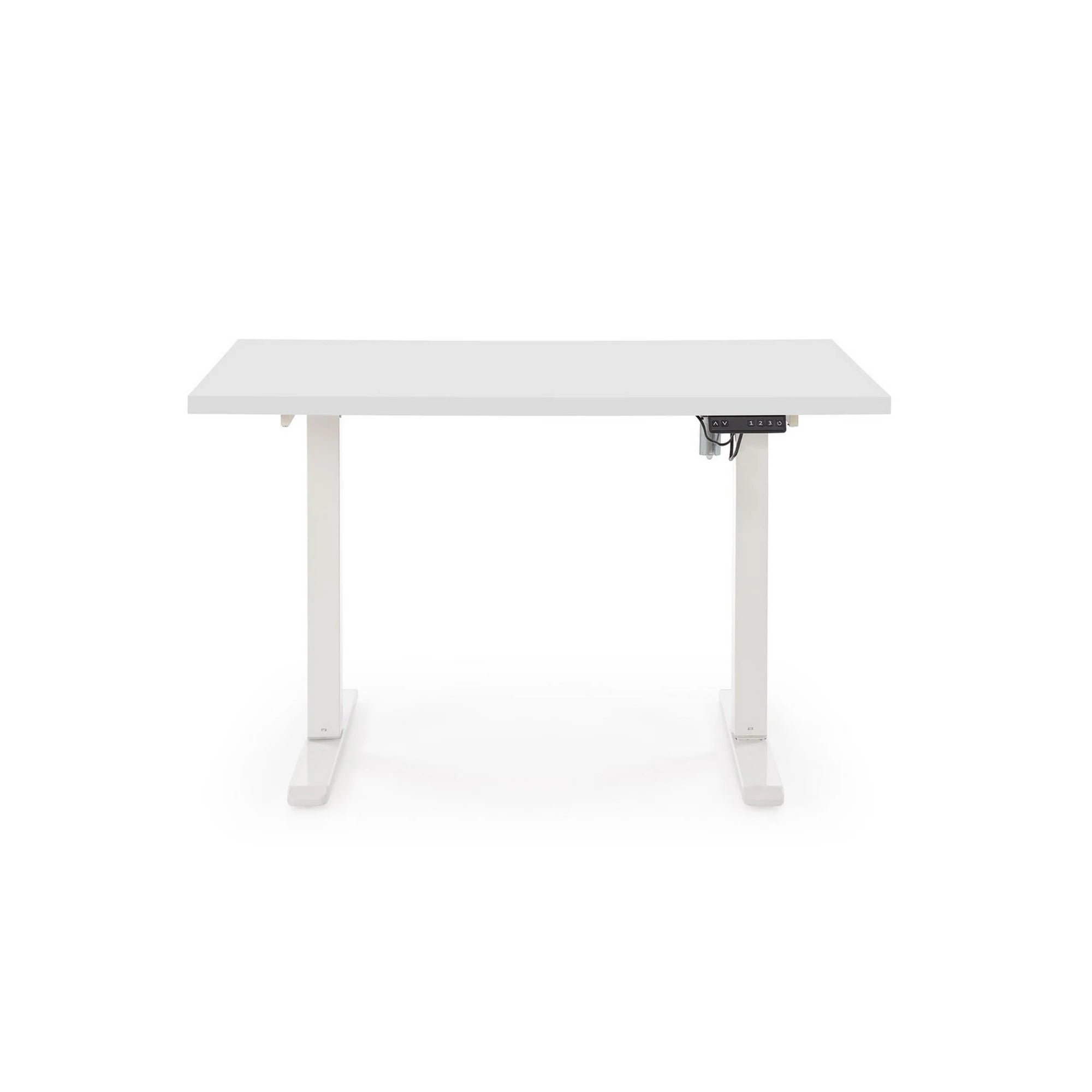 Masa birou B54, alb, PAL laminat/otel, 120x60x75-120 cm