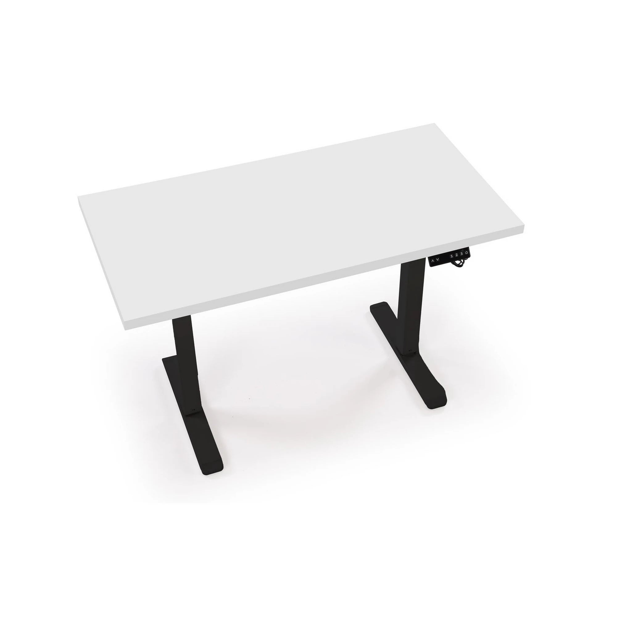 Masa birou B54, alb/negru, PAL laminat/otel, 120x60x75-120 cm