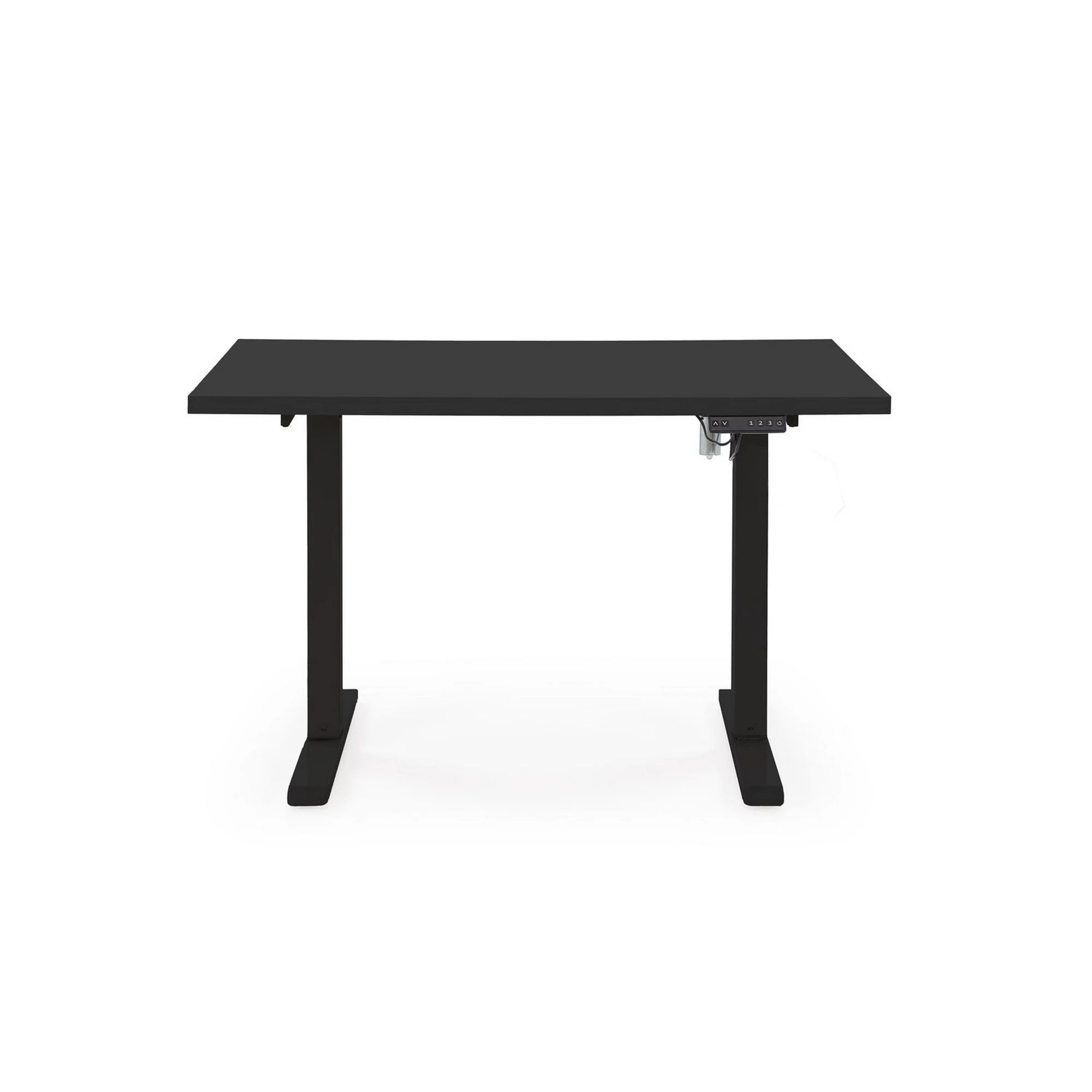 Masa birou B54, negru, PAL laminat/otel, 120x60x75-120 cm