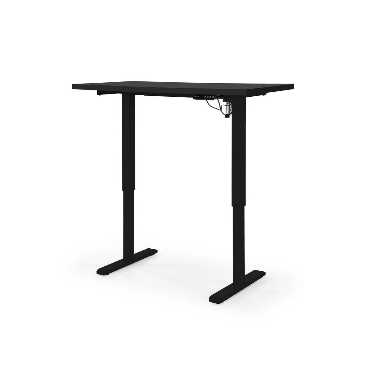Masa birou B54, negru, PAL laminat/otel, 120x60x75-120 cm