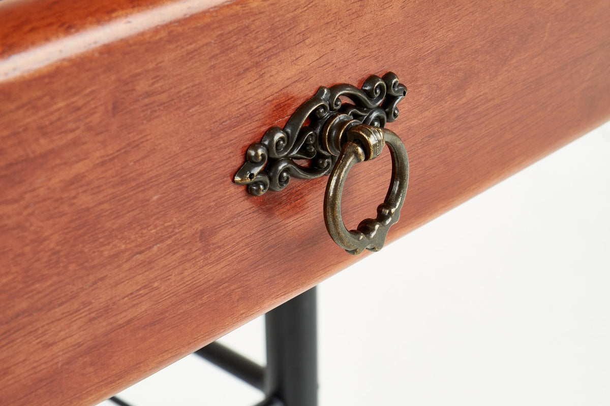 Noptiera FIONA, cires antic/negru, lemn/otel, 48x37x55 cm