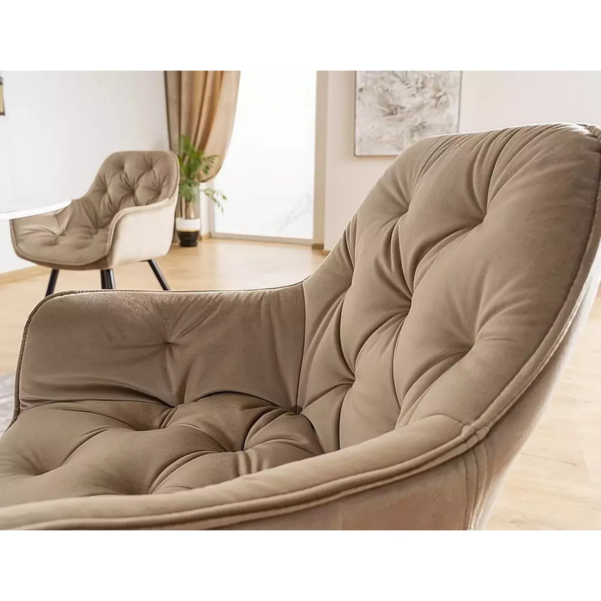 Scaun CHERRY, bej/negru, stofa catifelata/metal, 57x58x87 cm