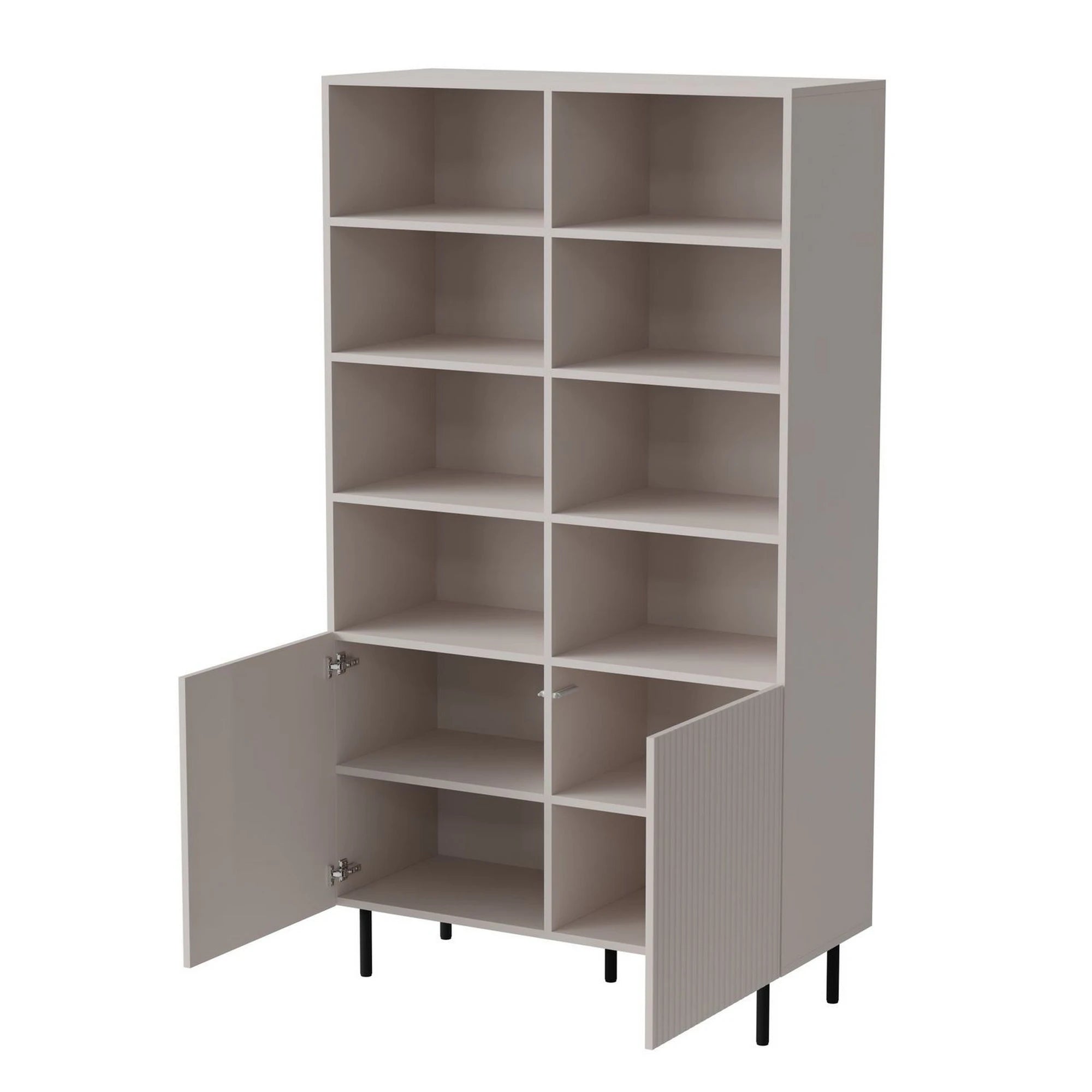 Biblioteca PAXOS REG-1, casmir/negru, PAL laminat/otel, 100x40x179 cm