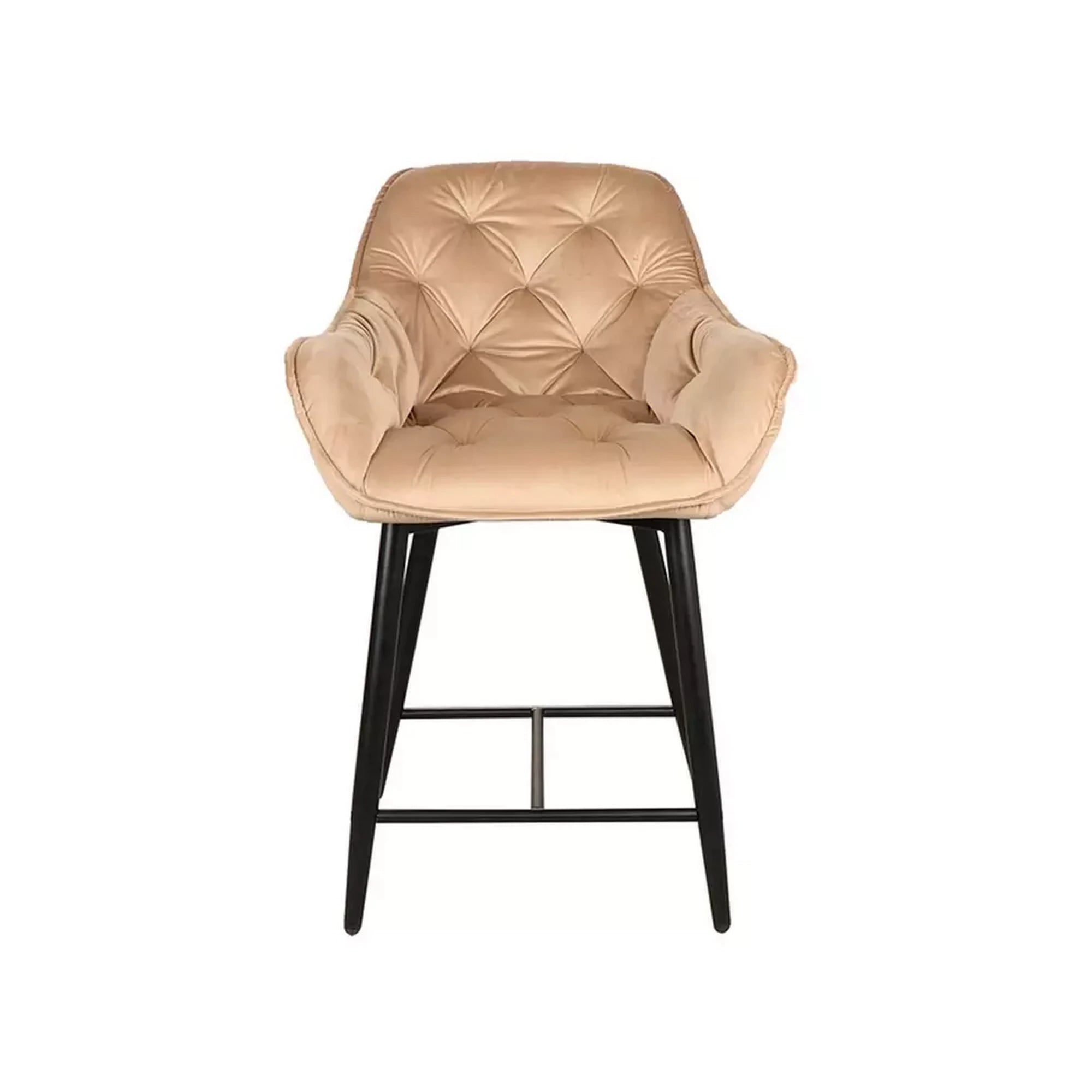 Scaun bar CHERRY H-2, bej - Bluvel 28/negru mat, stofa catifelata/metal, 56x40x87 cm