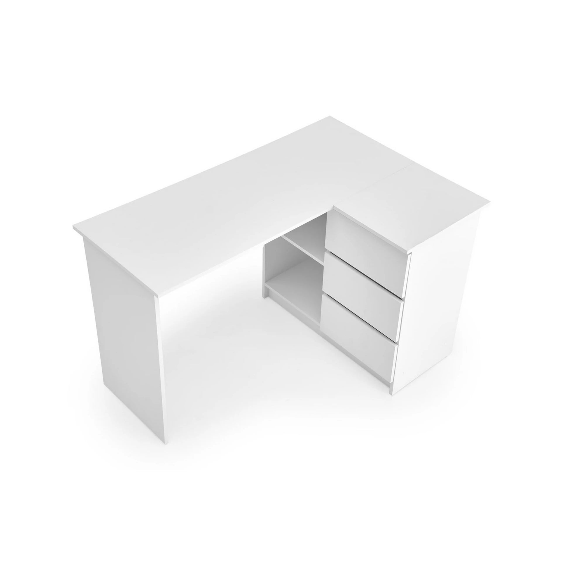 Birou BEGA, alb, PAL laminat, 124x85x76 cm