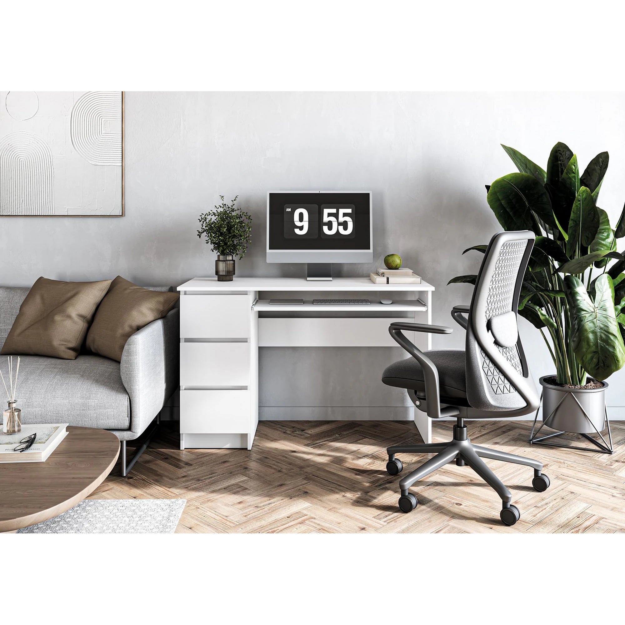 Birou CINO, alb, PAL laminat, 120x50x77 cm