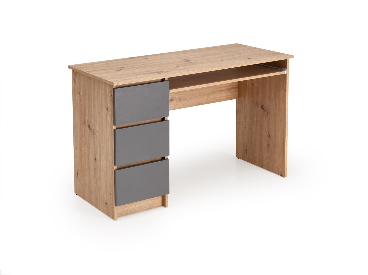 Birou CINO, stejar artisan/gri grafit, PAL laminat, 120x50x77 cm